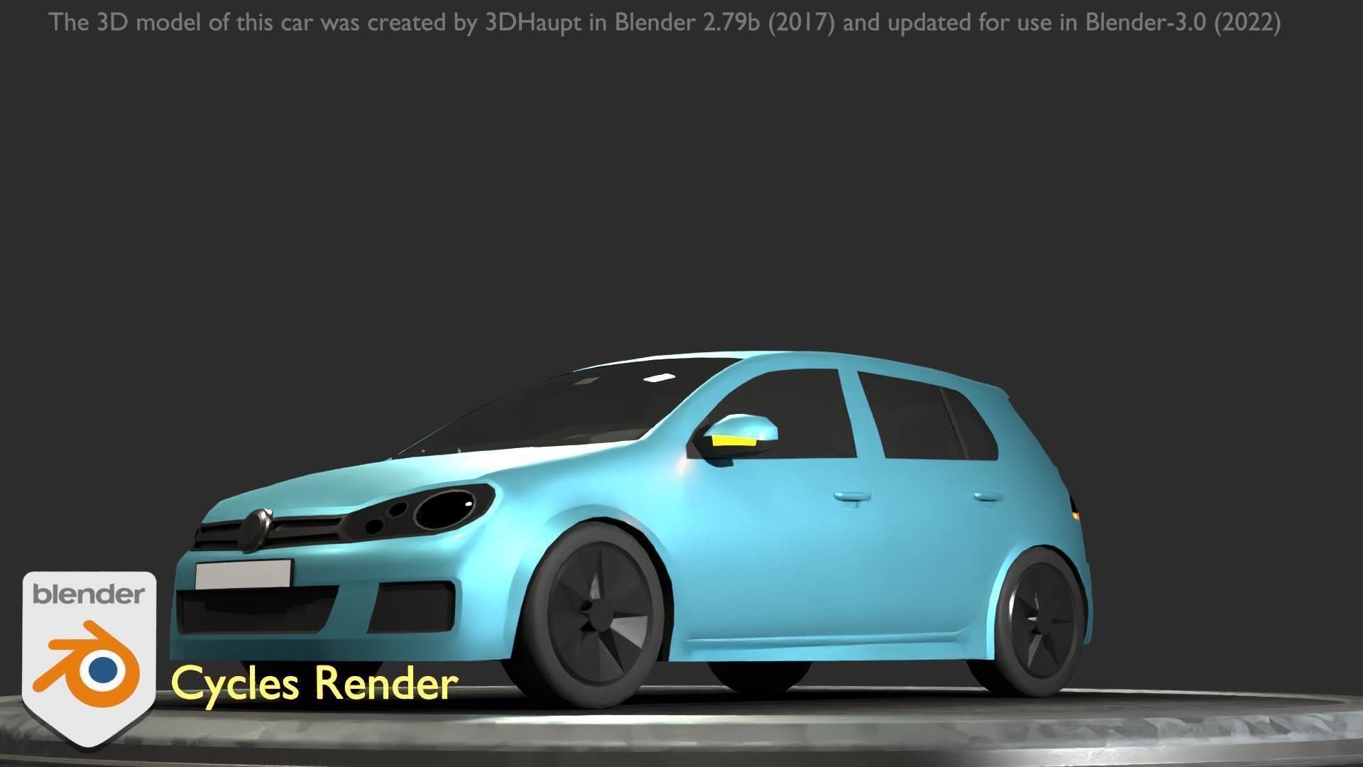 City Car 54 Compact Class Type-C Blue Low-poly 3D model_51