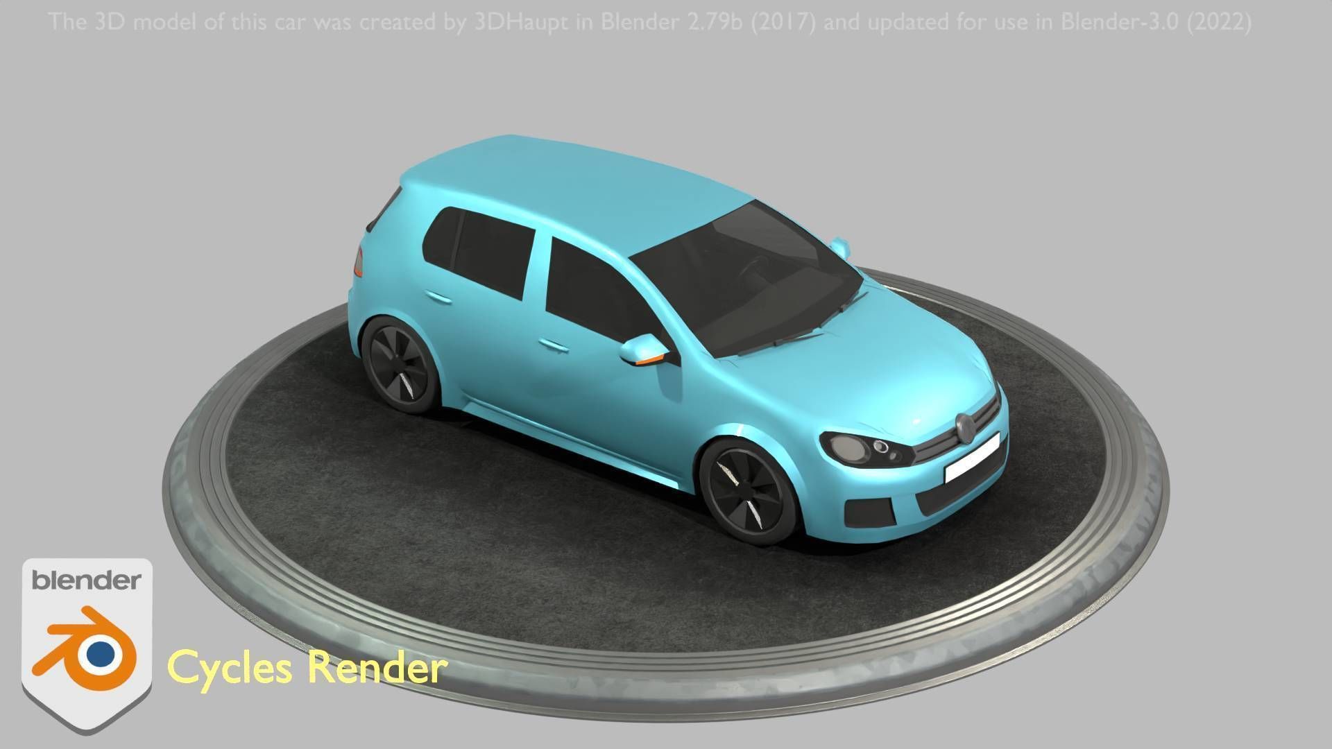 City Car 54 Compact Class Type-C Blue Low-poly 3D model_59