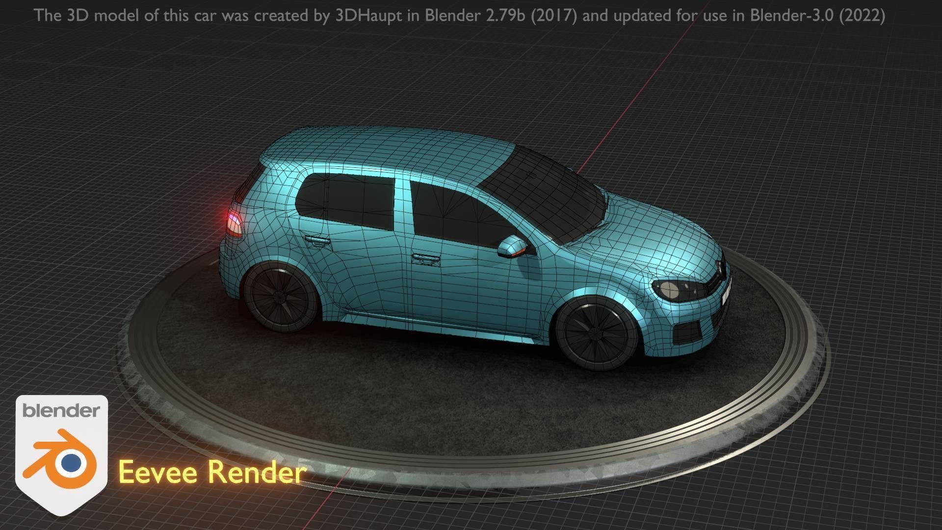 City Car 54 Compact Class Type-C Blue Low-poly 3D model_71