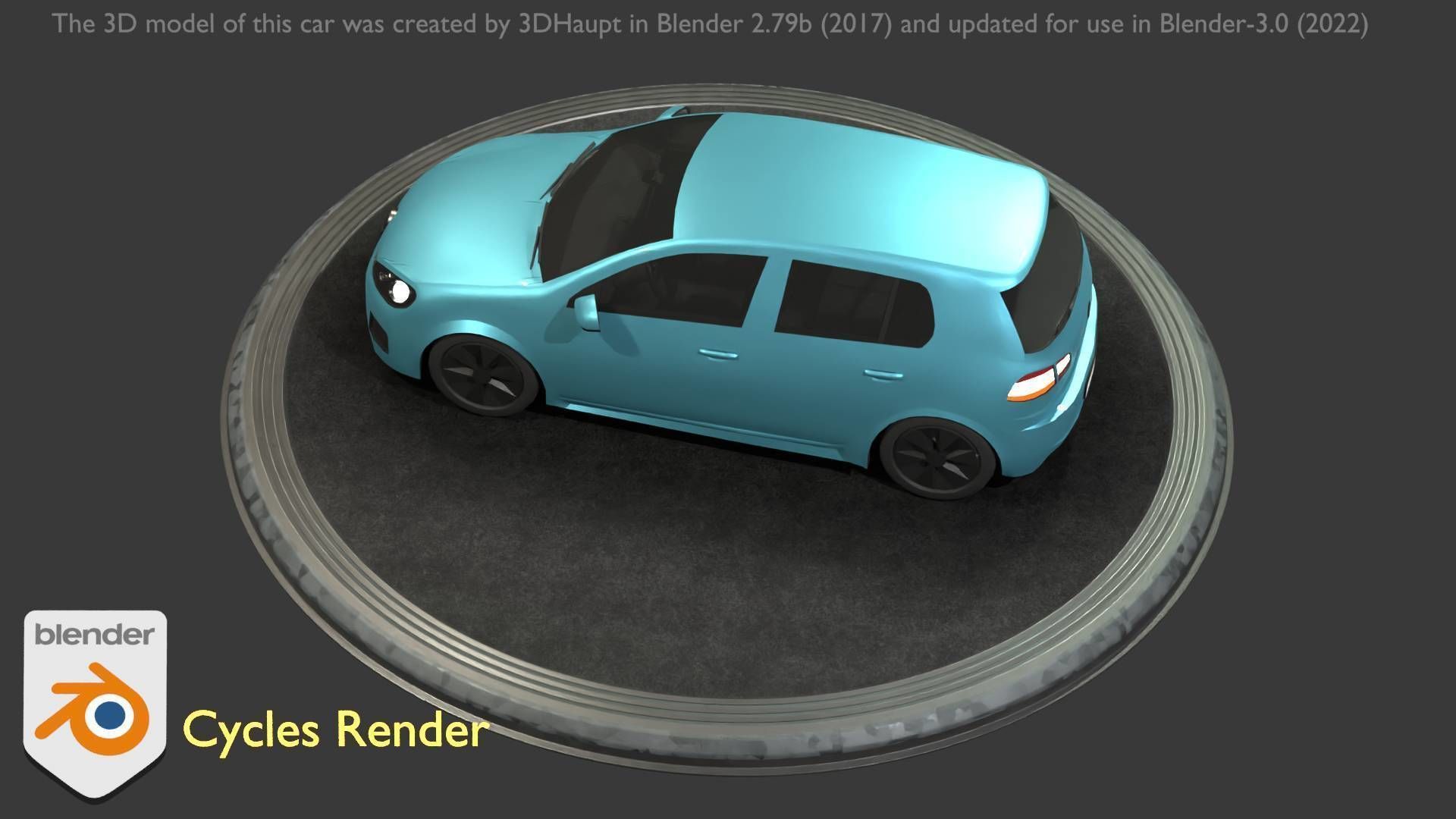 City Car 54 Compact Class Type-C Blue Low-poly 3D model_28
