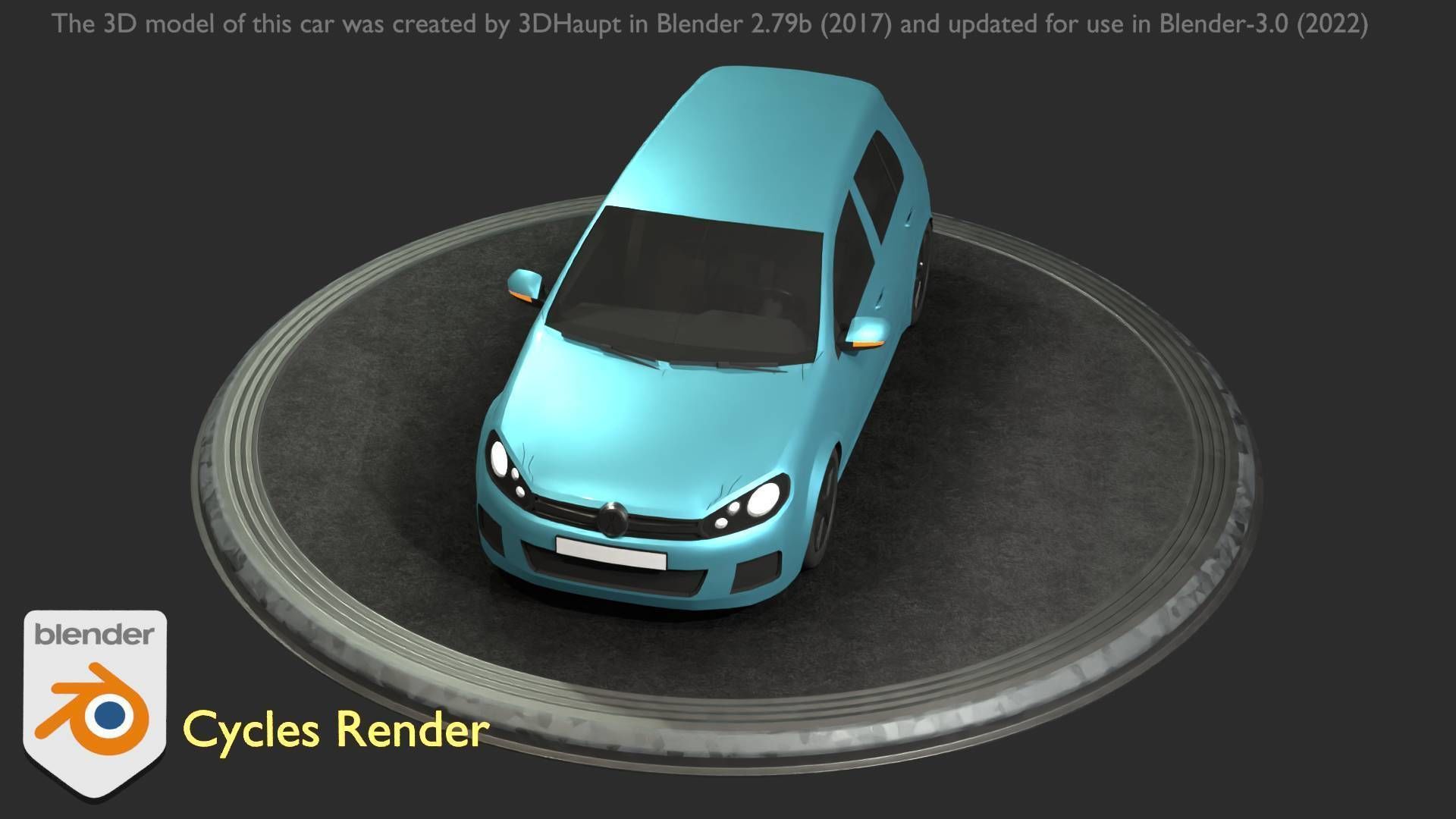 City Car 54 Compact Class Type-C Blue Low-poly 3D model_32