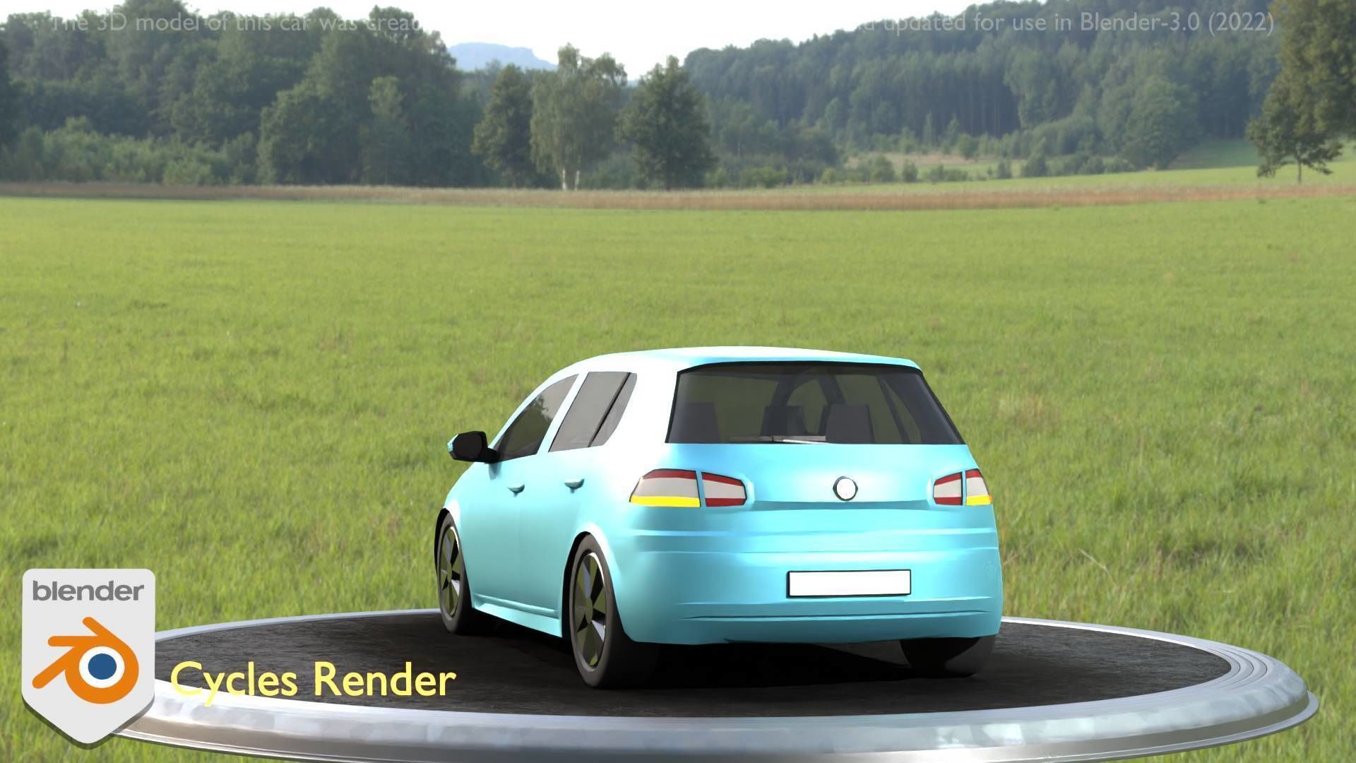 City Car 54 Compact Class Type-C Blue Low-poly 3D model_97