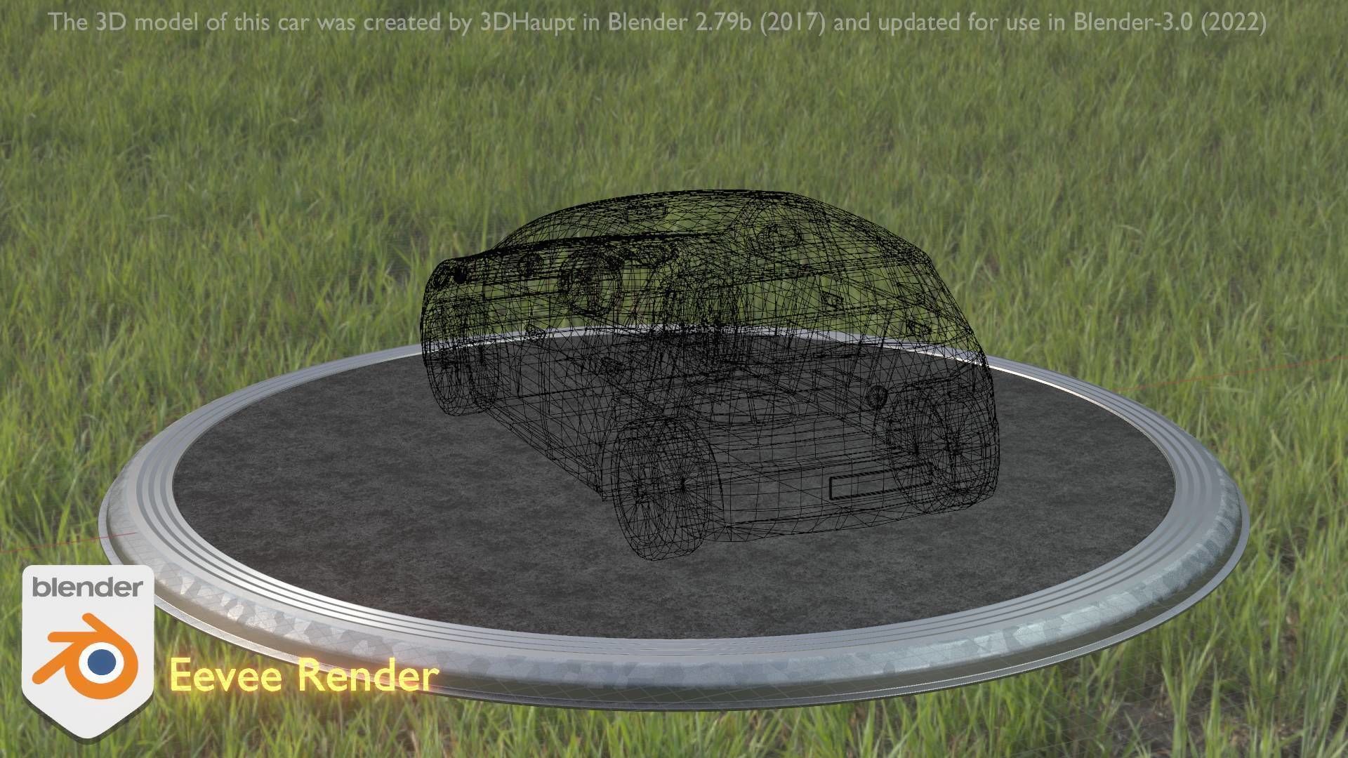 City Car 54 Compact Class Type-C Blue Low-poly 3D model_12