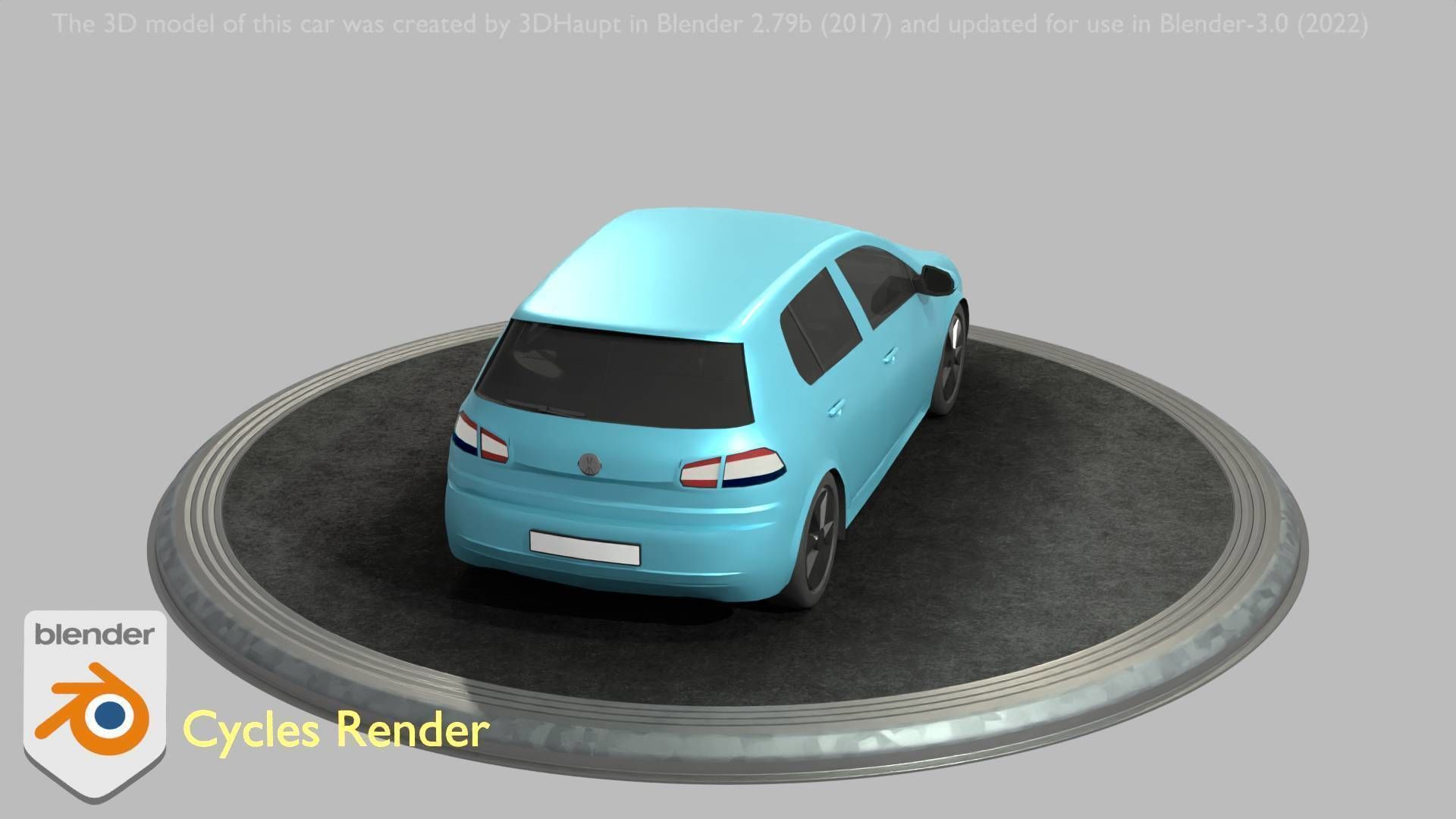 City Car 54 Compact Class Type-C Blue Low-poly 3D model_16