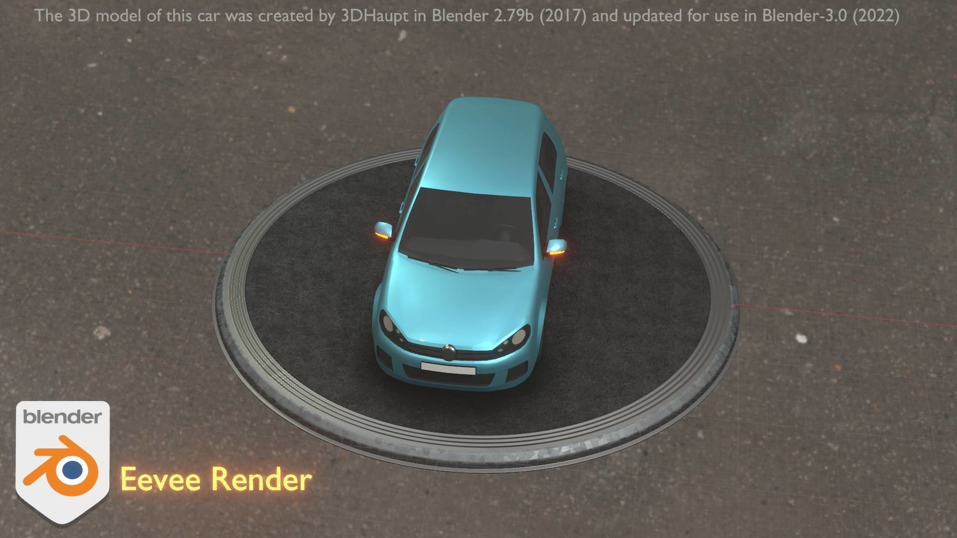 City Car 54 Compact Class Type-C Blue Low-poly 3D model_76