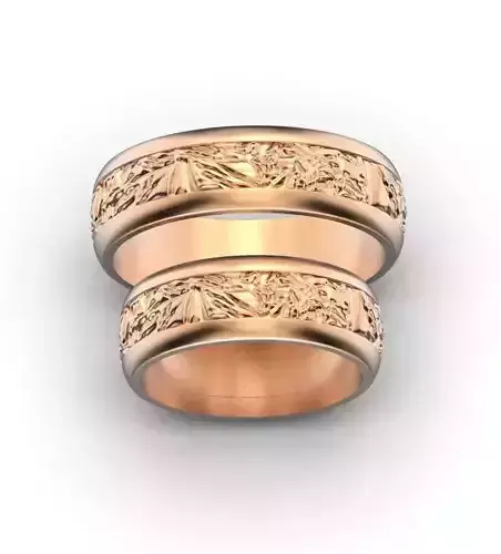 Textured wedding bands  Gold wedding rings 3D print model