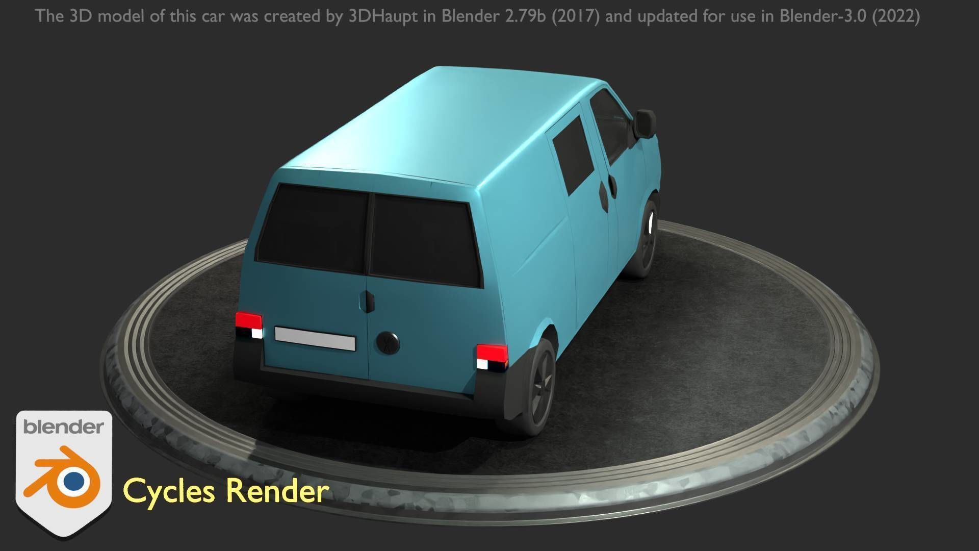 City Car 55 Commercial Transporter Type-C Blue  Low-poly 3D model_99