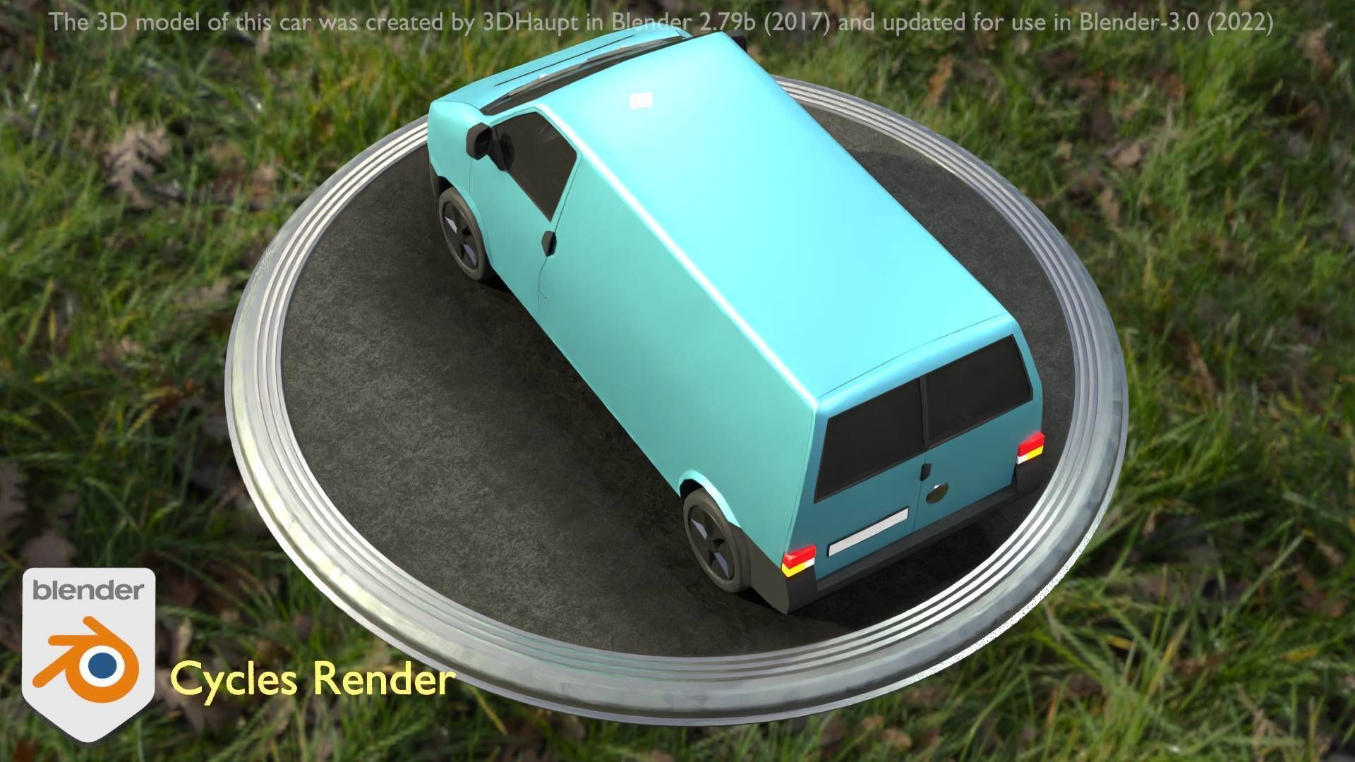 City Car 55 Commercial Transporter Type-C Blue  Low-poly 3D model_30