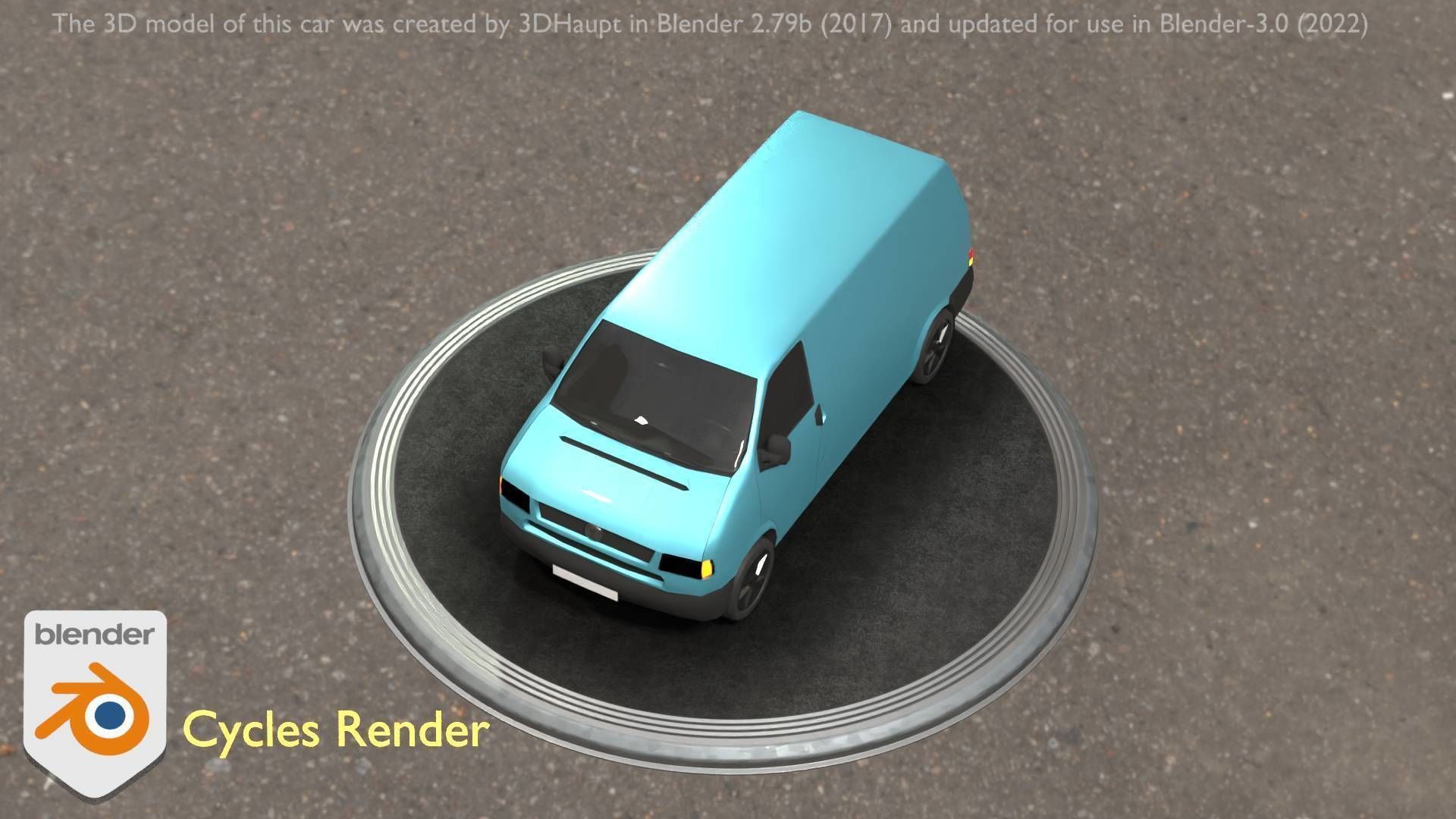 City Car 55 Commercial Transporter Type-C Blue  Low-poly 3D model_67