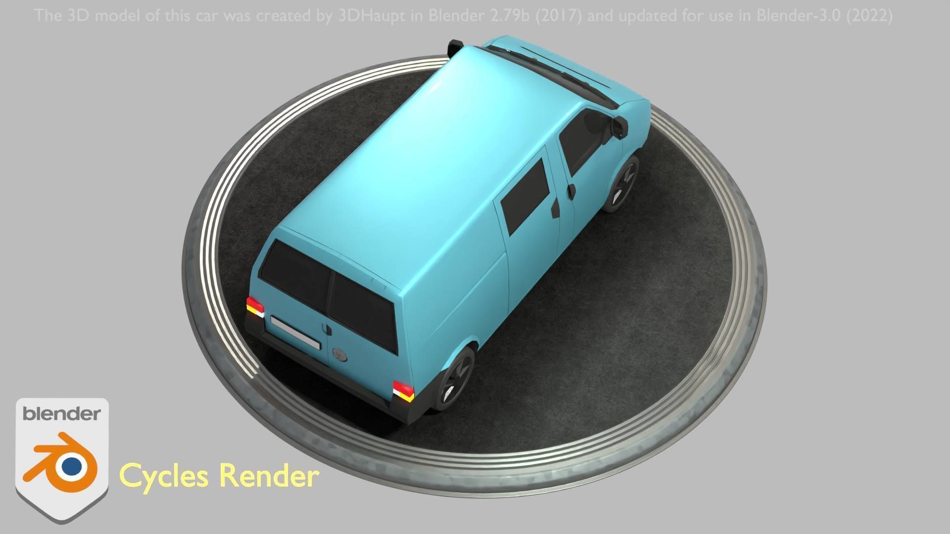 City Car 55 Commercial Transporter Type-C Blue  Low-poly 3D model_63