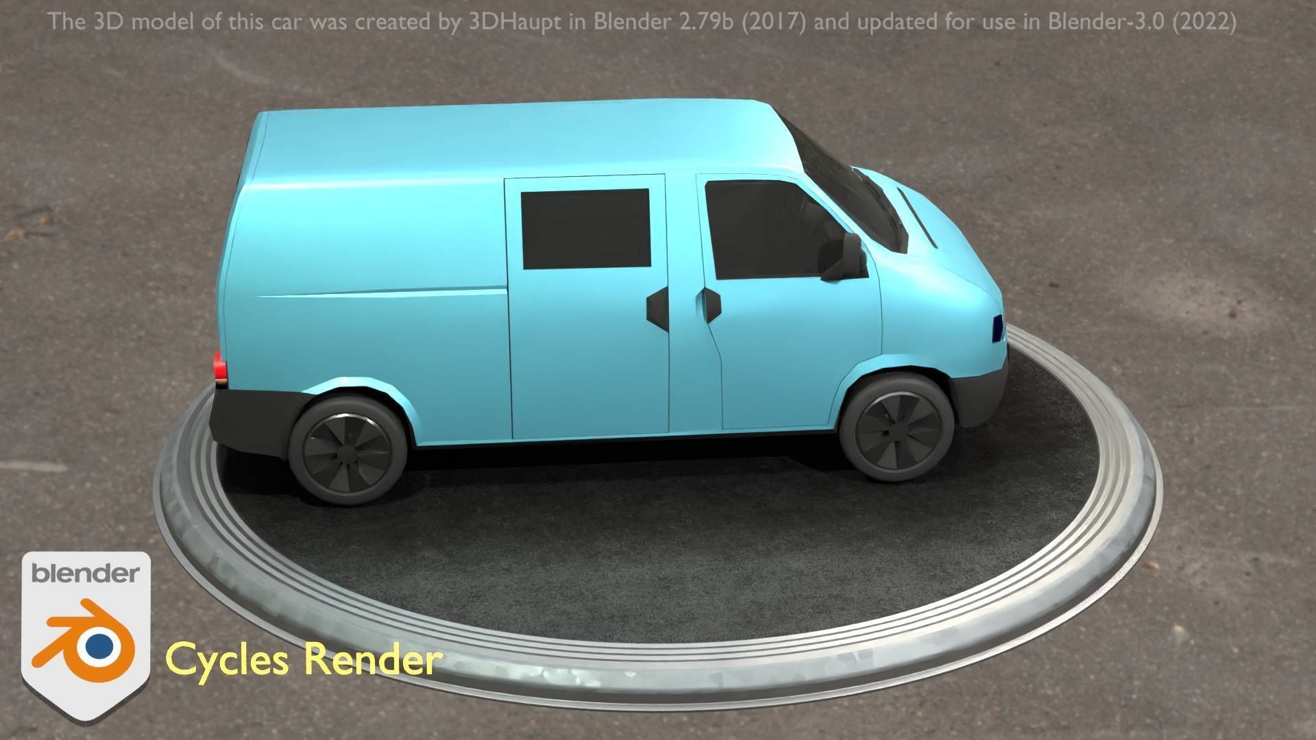 City Car 55 Commercial Transporter Type-C Blue  Low-poly 3D model_61