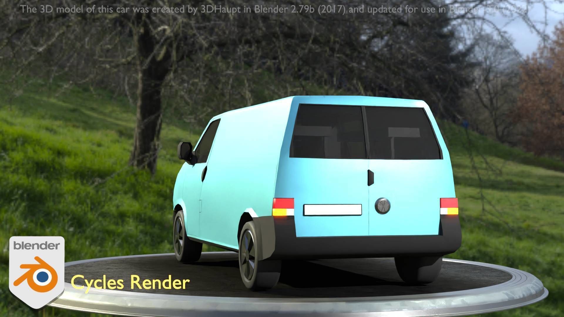 City Car 55 Commercial Transporter Type-C Blue  Low-poly 3D model_73