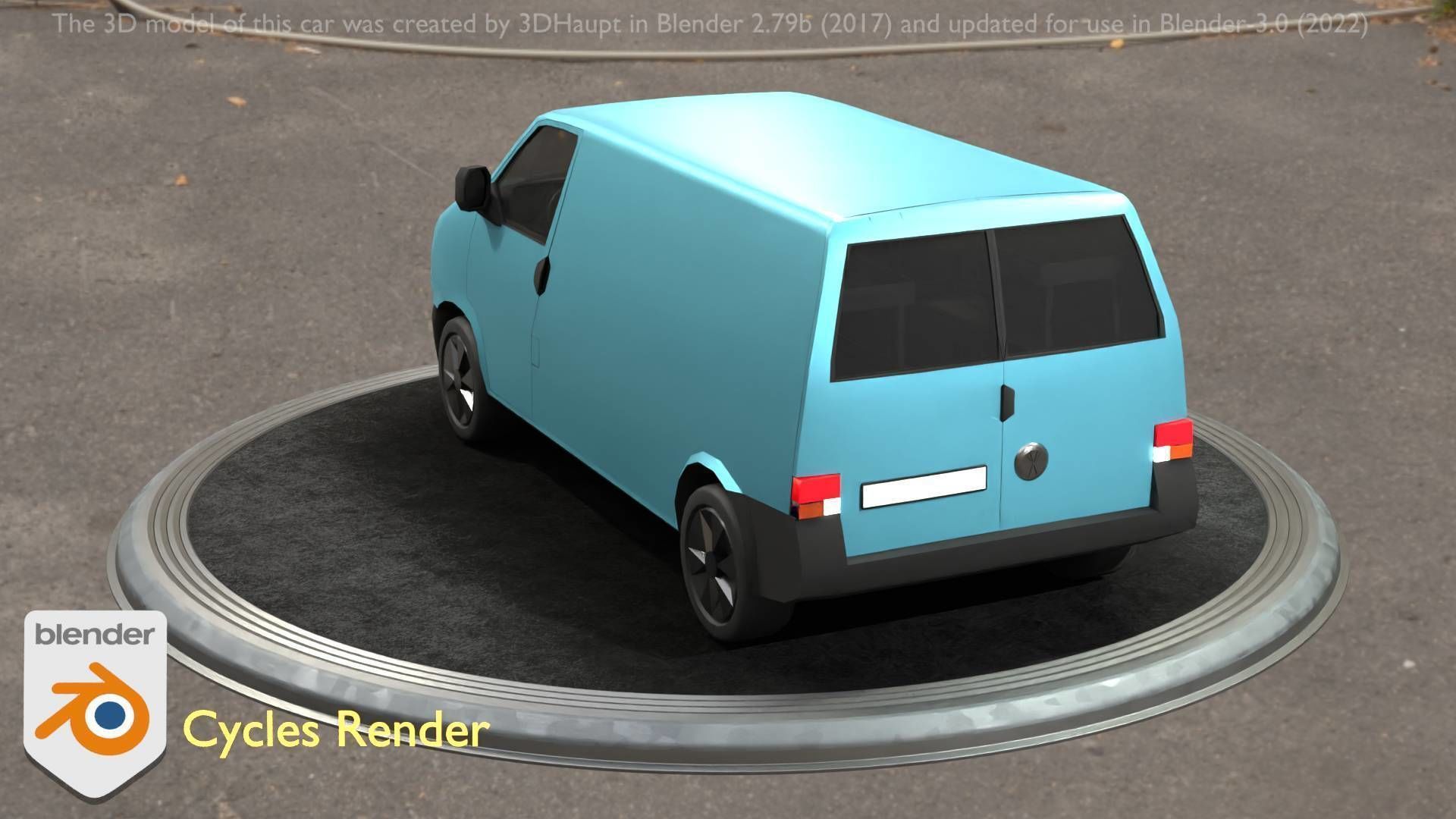 City Car 55 Commercial Transporter Type-C Blue  Low-poly 3D model_101