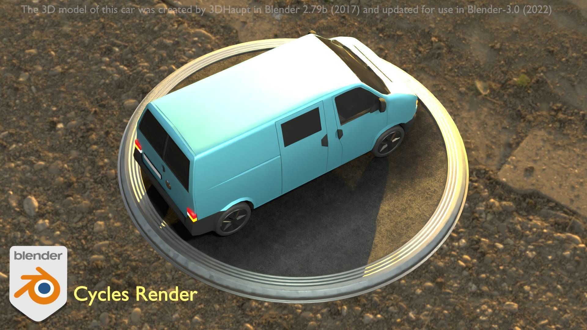 City Car 55 Commercial Transporter Type-C Blue  Low-poly 3D model_20