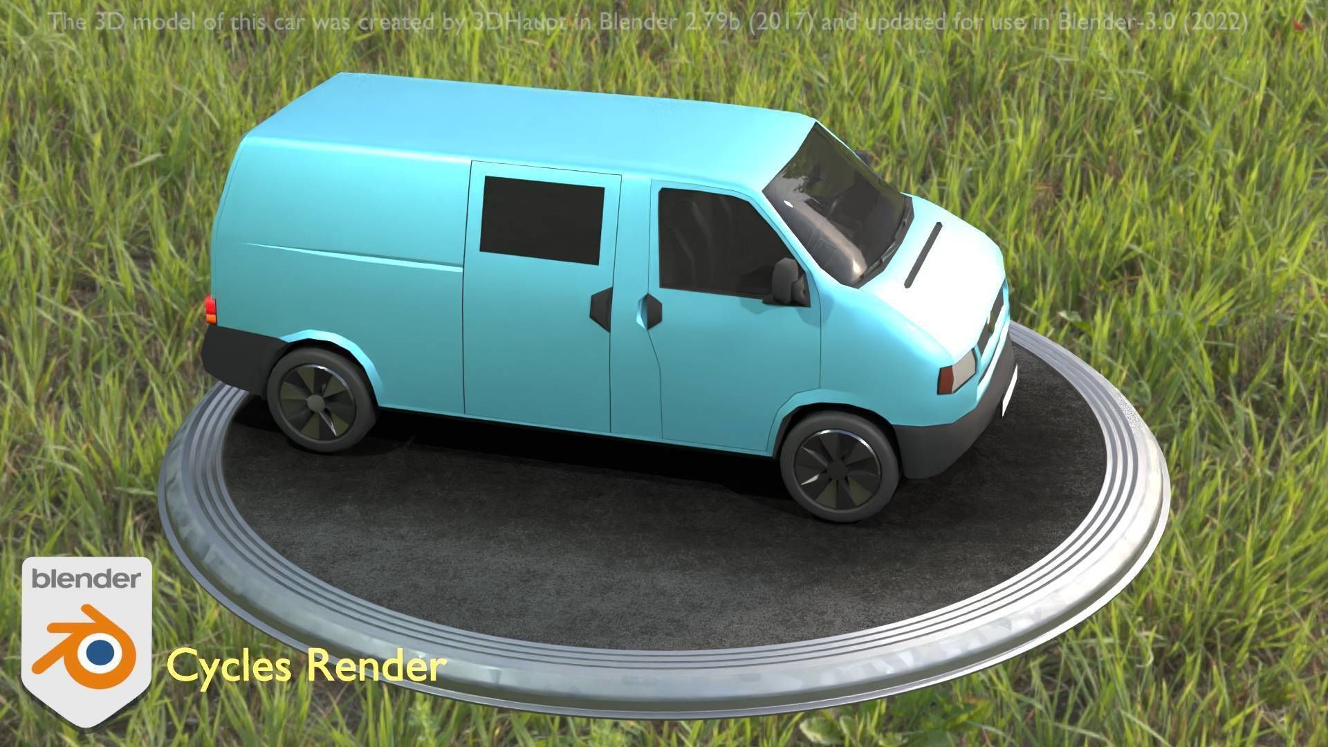 City Car 55 Commercial Transporter Type-C Blue  Low-poly 3D model_94