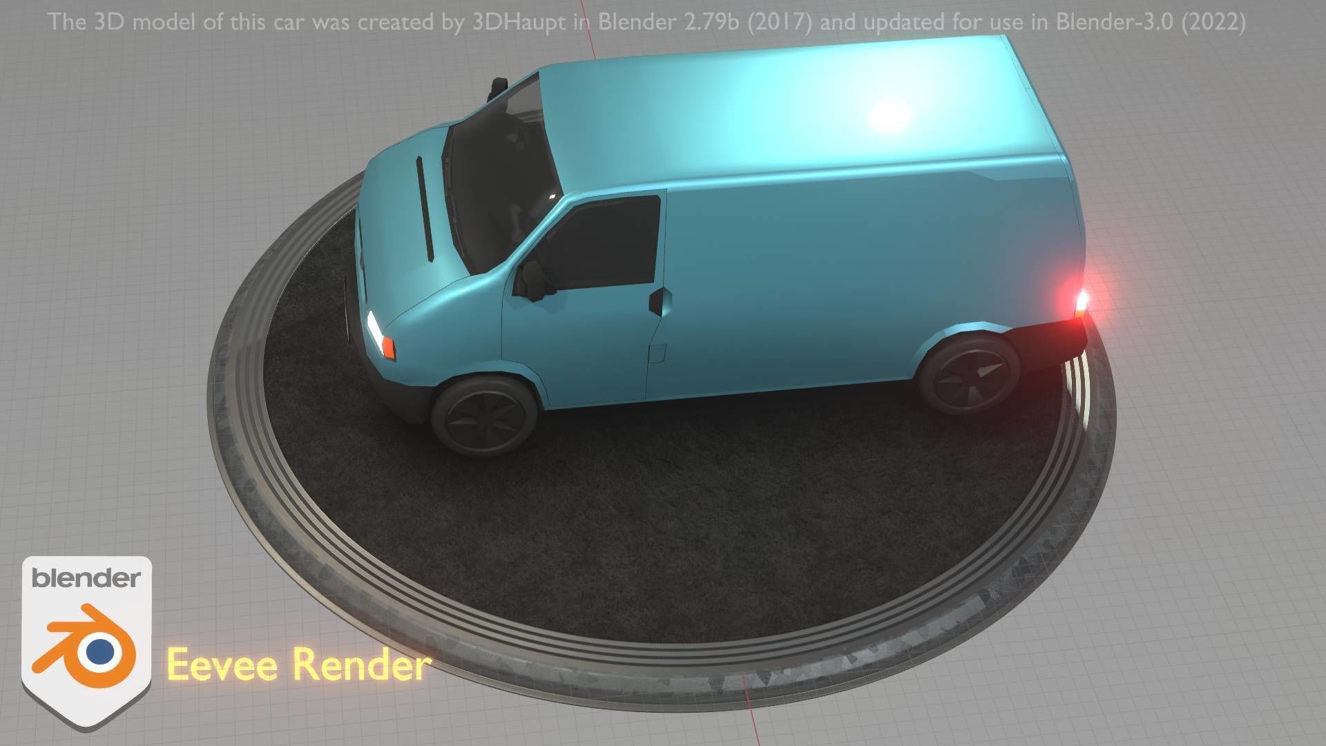 City Car 55 Commercial Transporter Type-C Blue  Low-poly 3D model_31