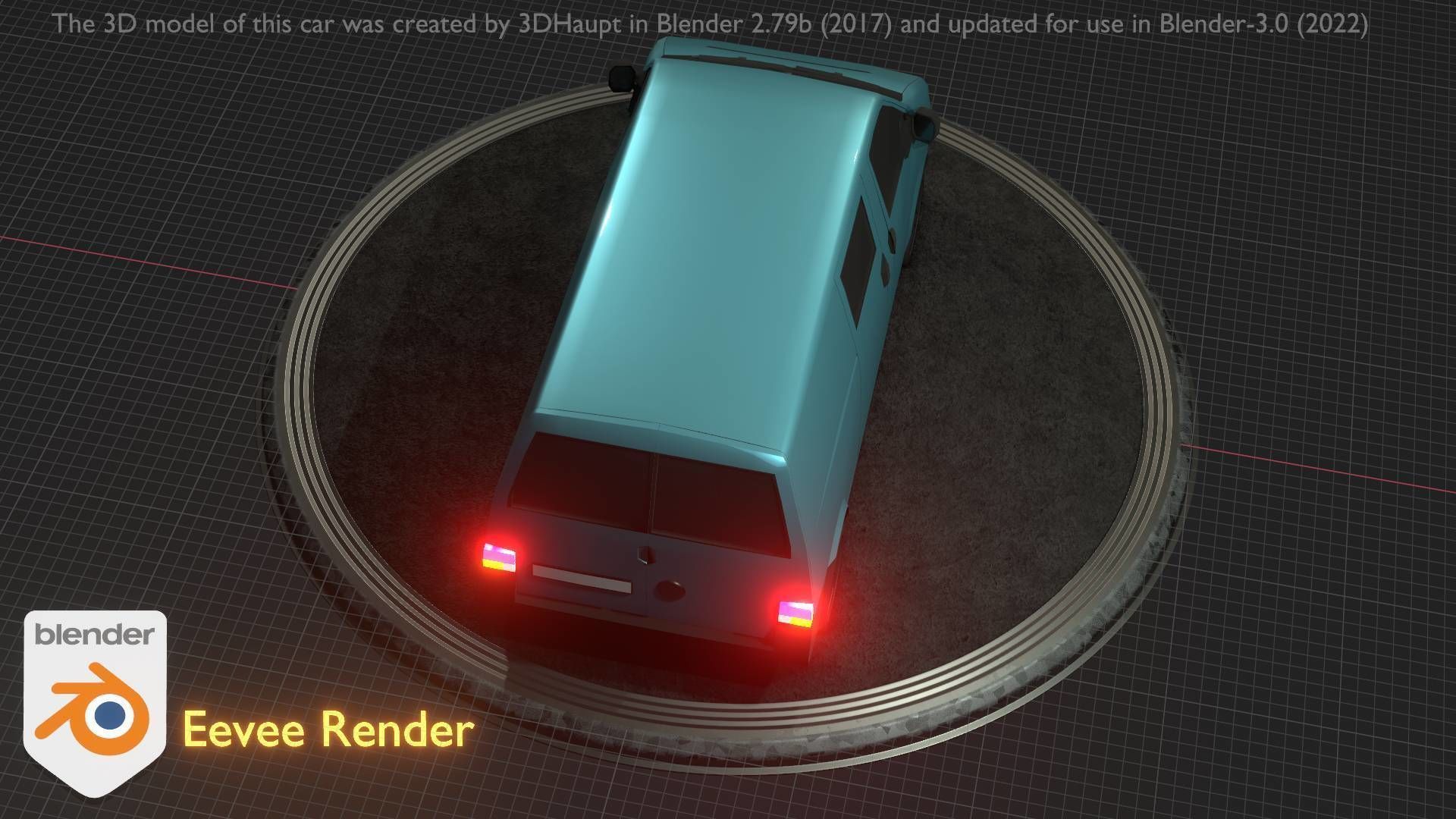 City Car 55 Commercial Transporter Type-C Blue  Low-poly 3D model_71