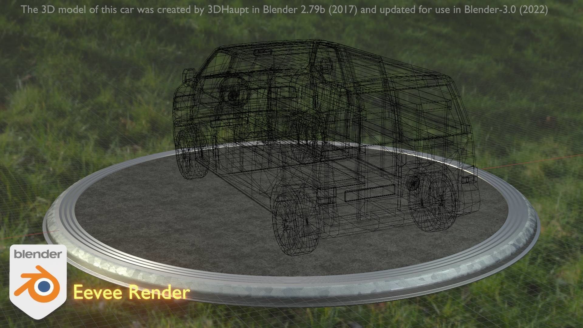 City Car 55 Commercial Transporter Type-C Blue  Low-poly 3D model_46