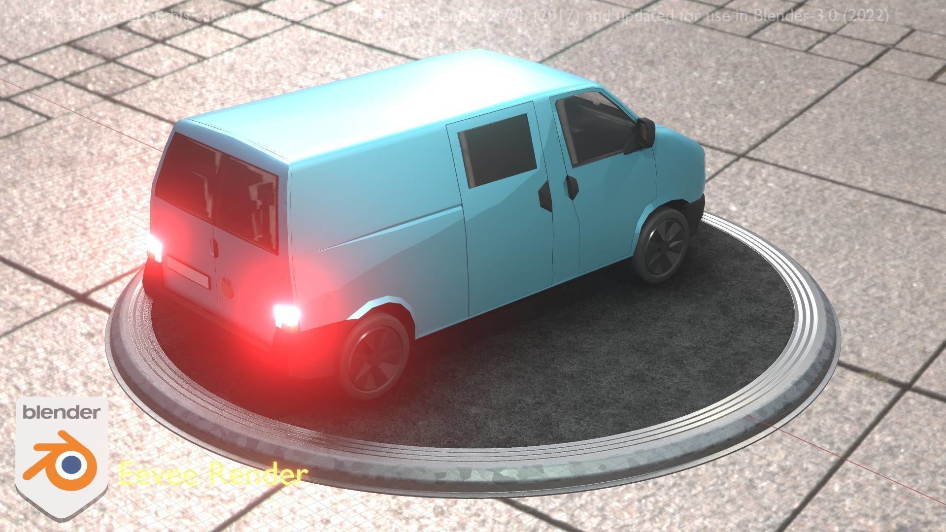 City Car 55 Commercial Transporter Type-C Blue  Low-poly 3D model_84