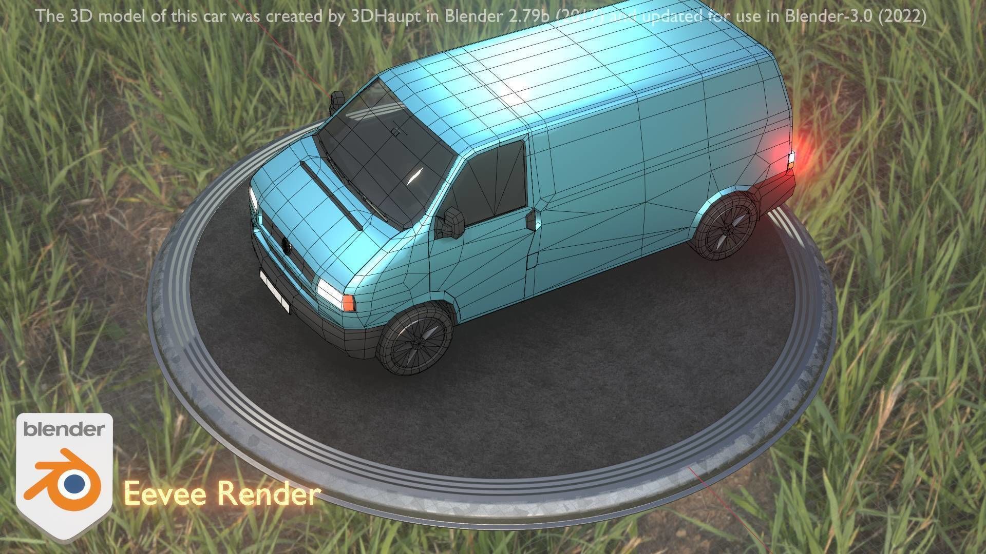 City Car 55 Commercial Transporter Type-C Blue  Low-poly 3D model_68