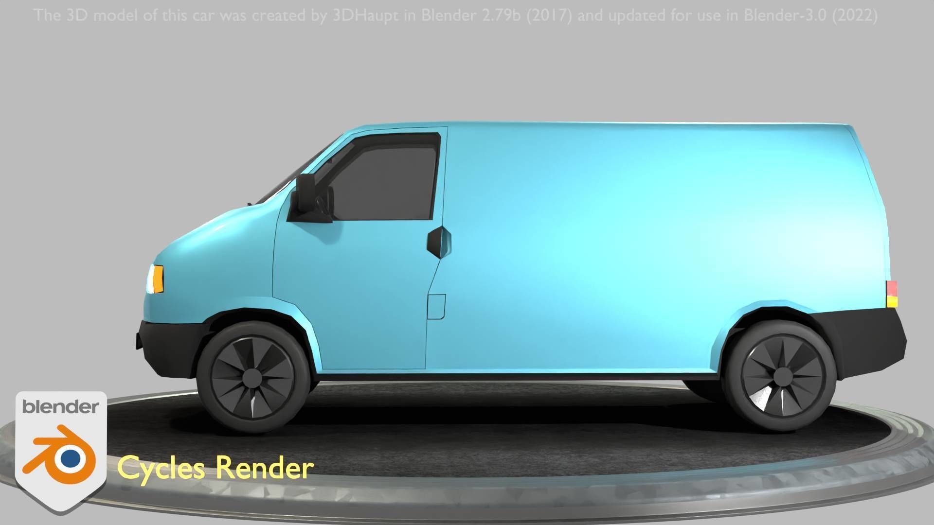 City Car 55 Commercial Transporter Type-C Blue  Low-poly 3D model_40