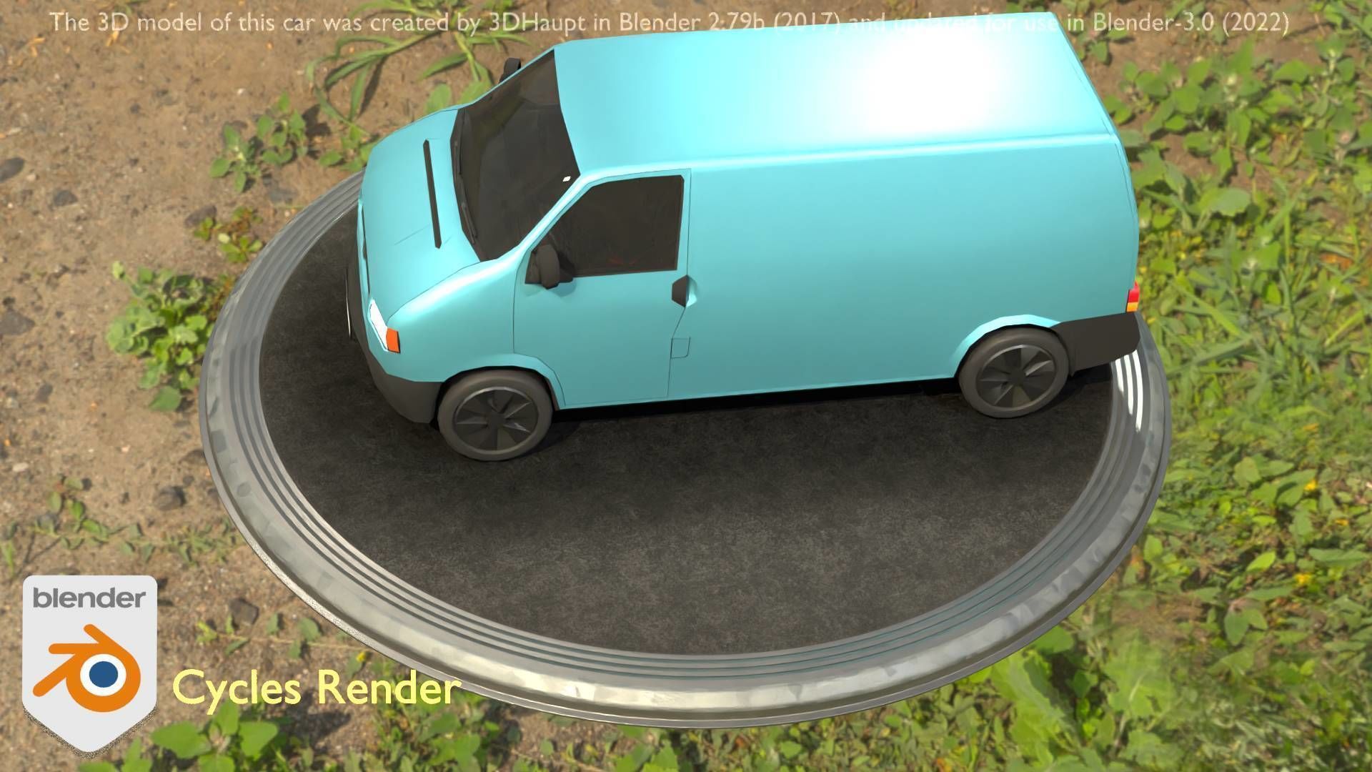 City Car 55 Commercial Transporter Type-C Blue  Low-poly 3D model_72