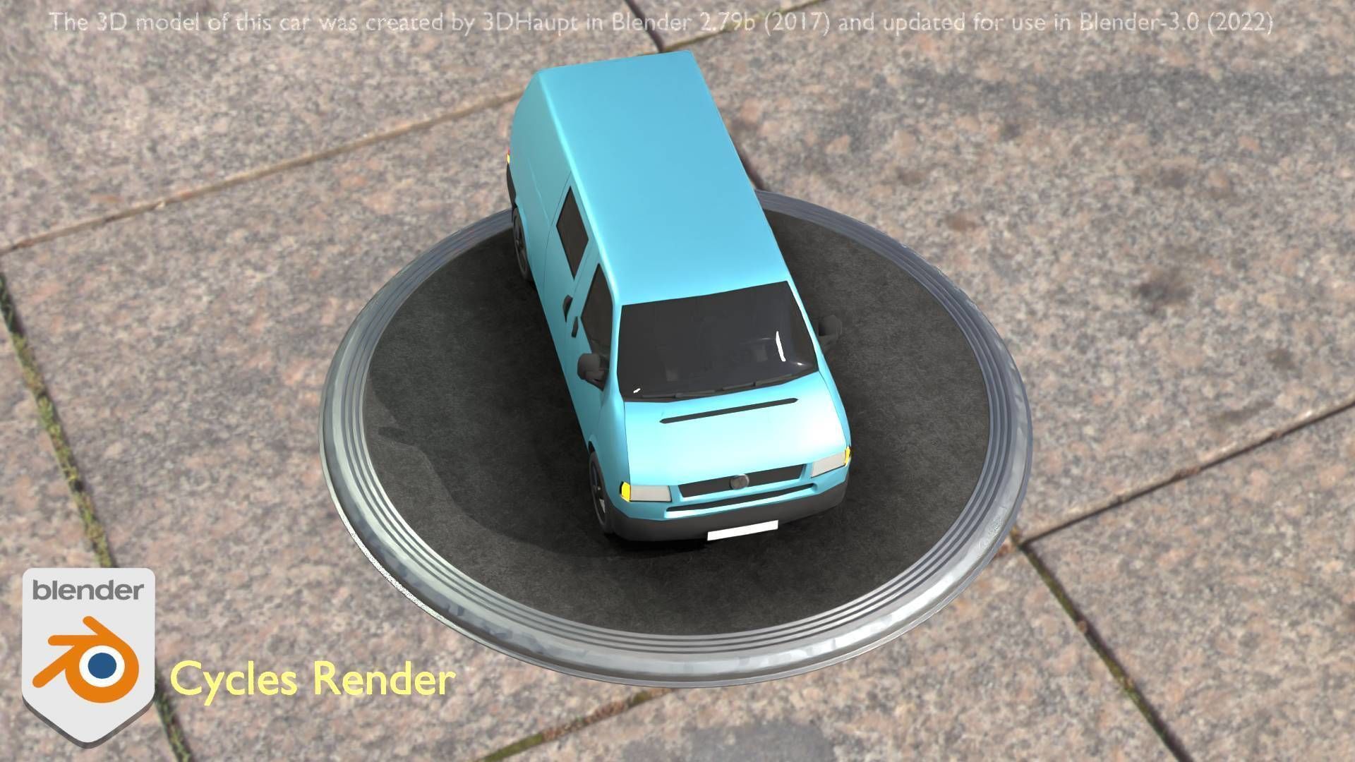 City Car 55 Commercial Transporter Type-C Blue  Low-poly 3D model_66