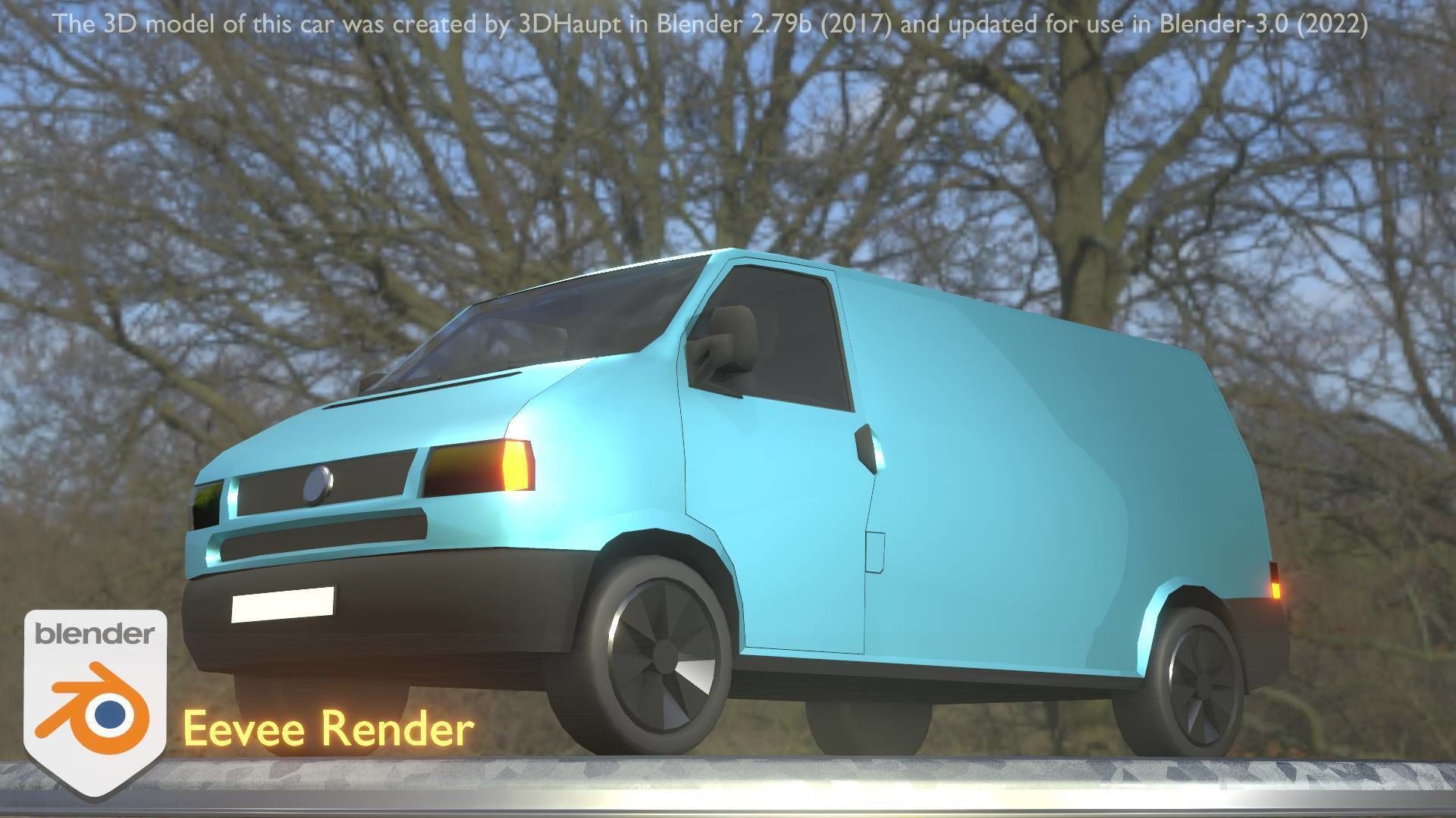 City Car 55 Commercial Transporter Type-C Blue  Low-poly 3D model_85