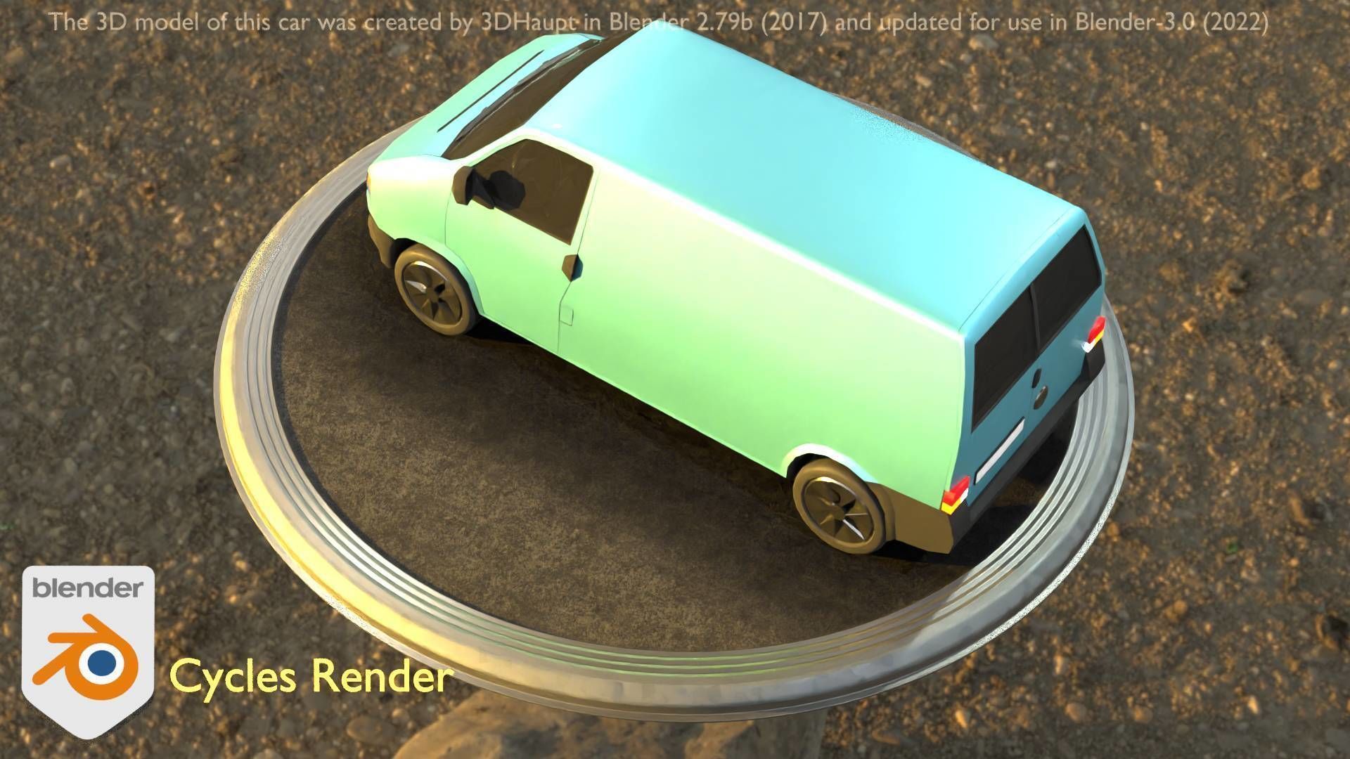 City Car 55 Commercial Transporter Type-C Blue  Low-poly 3D model_60