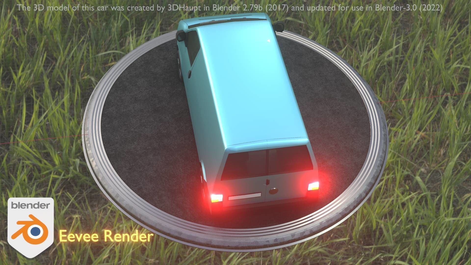 City Car 55 Commercial Transporter Type-C Blue  Low-poly 3D model_5