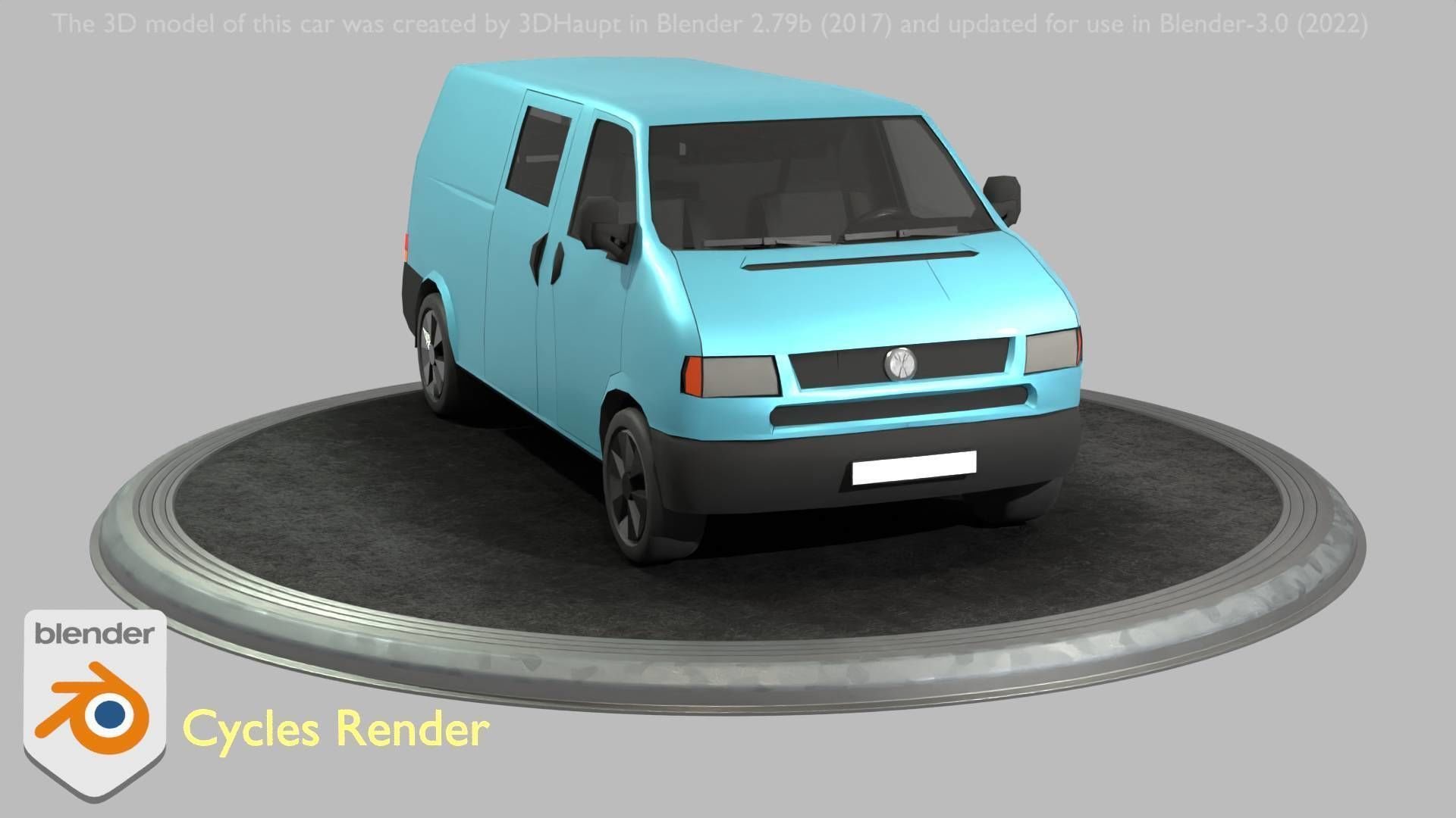 City Car 55 Commercial Transporter Type-C Blue  Low-poly 3D model_88