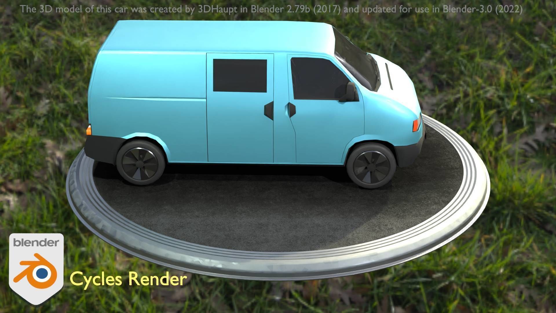 City Car 55 Commercial Transporter Type-C Blue  Low-poly 3D model_52
