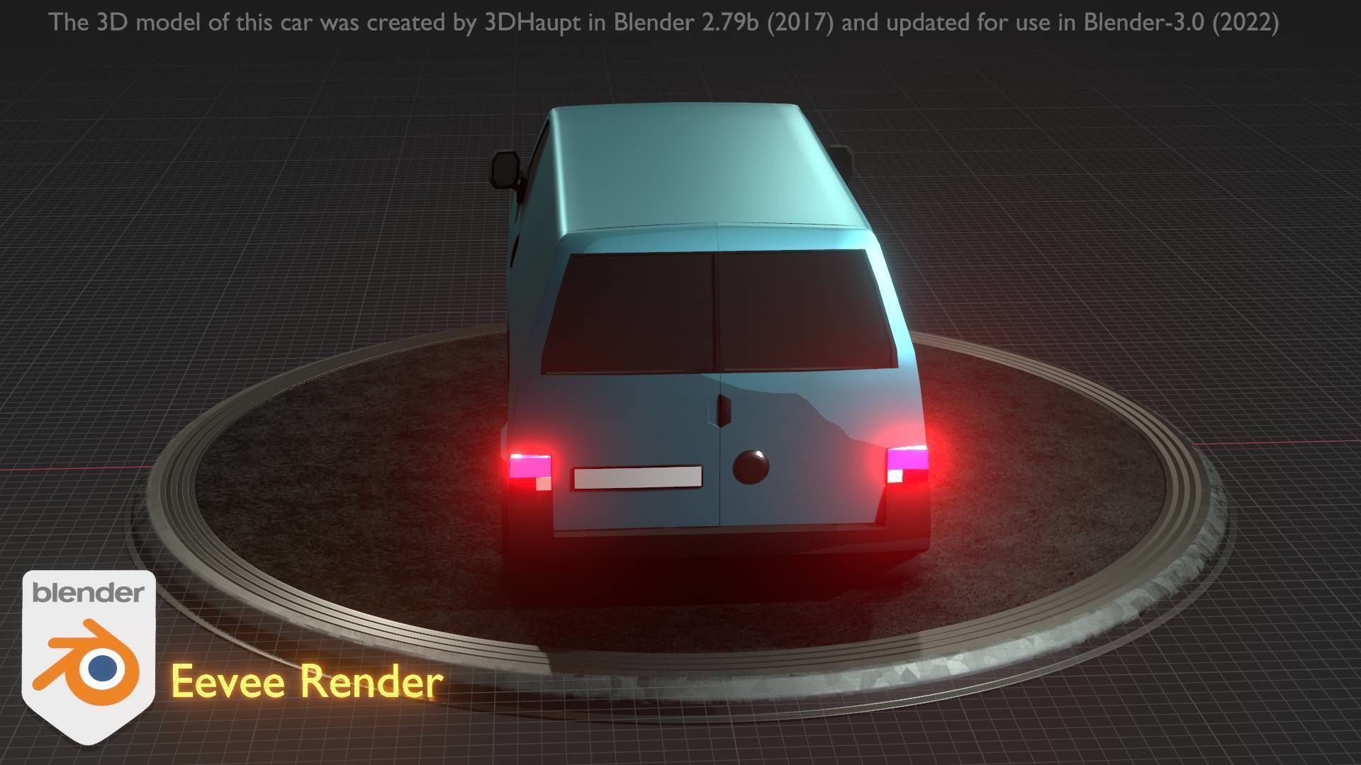 City Car 55 Commercial Transporter Type-C Blue  Low-poly 3D model_93