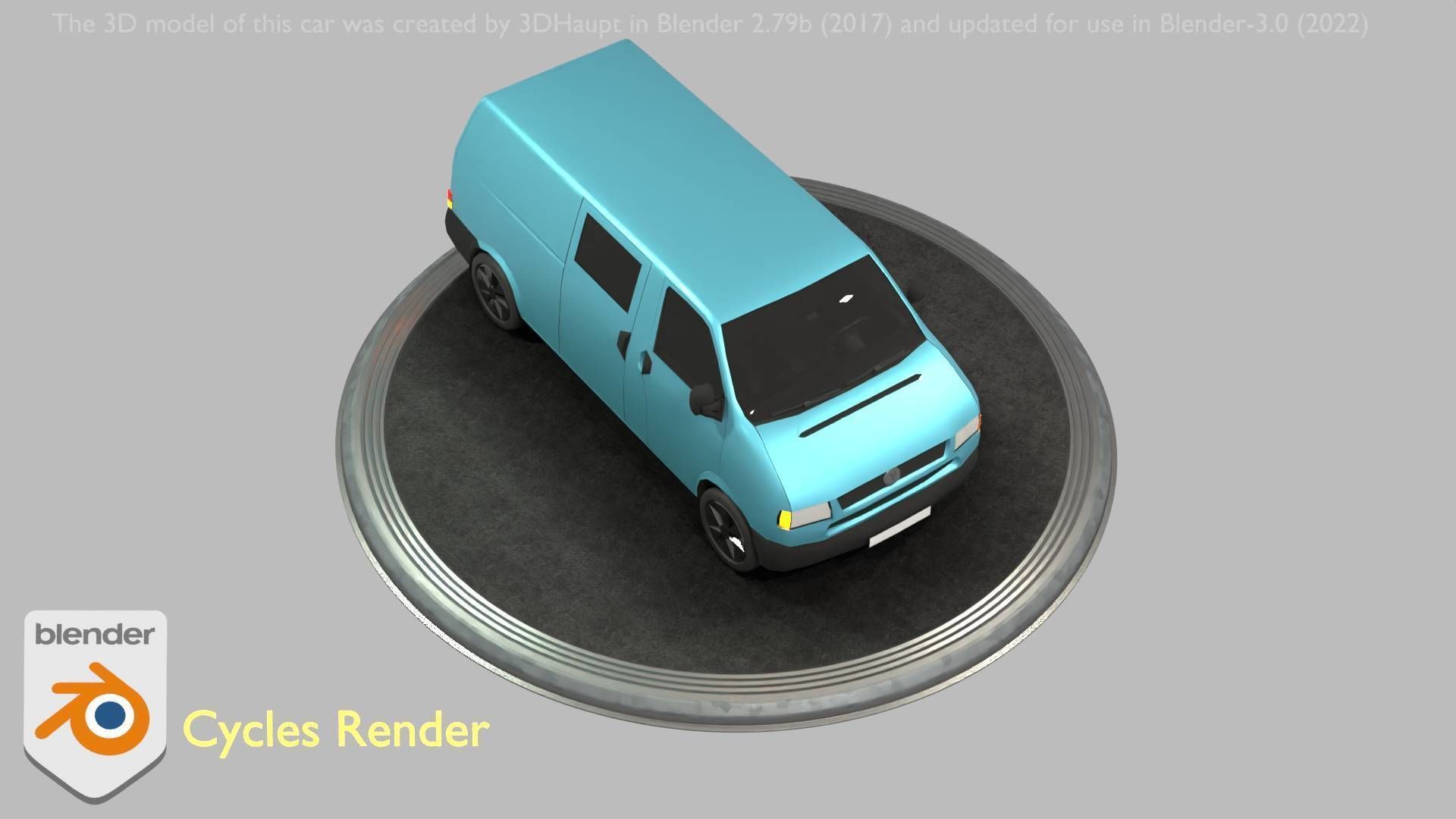 City Car 55 Commercial Transporter Type-C Blue  Low-poly 3D model_24