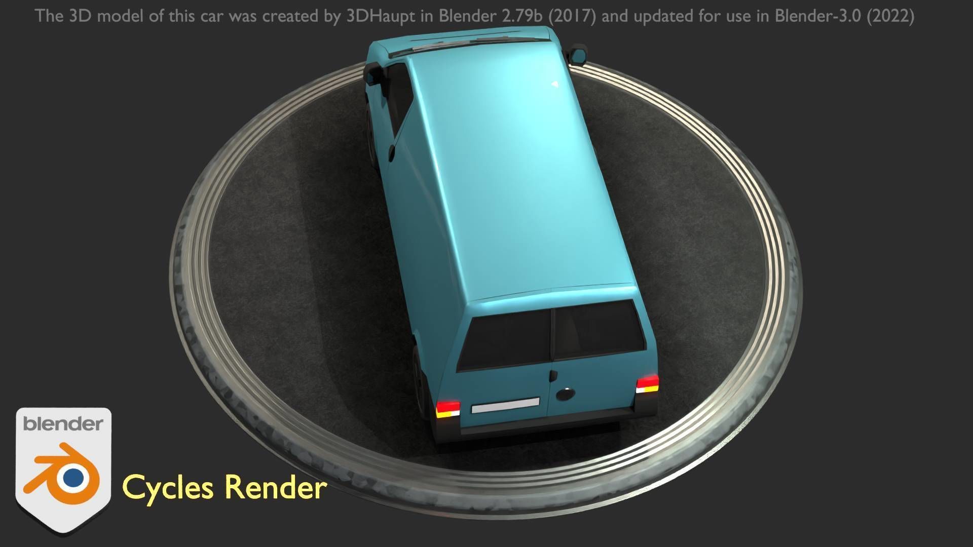 City Car 55 Commercial Transporter Type-C Blue  Low-poly 3D model_58