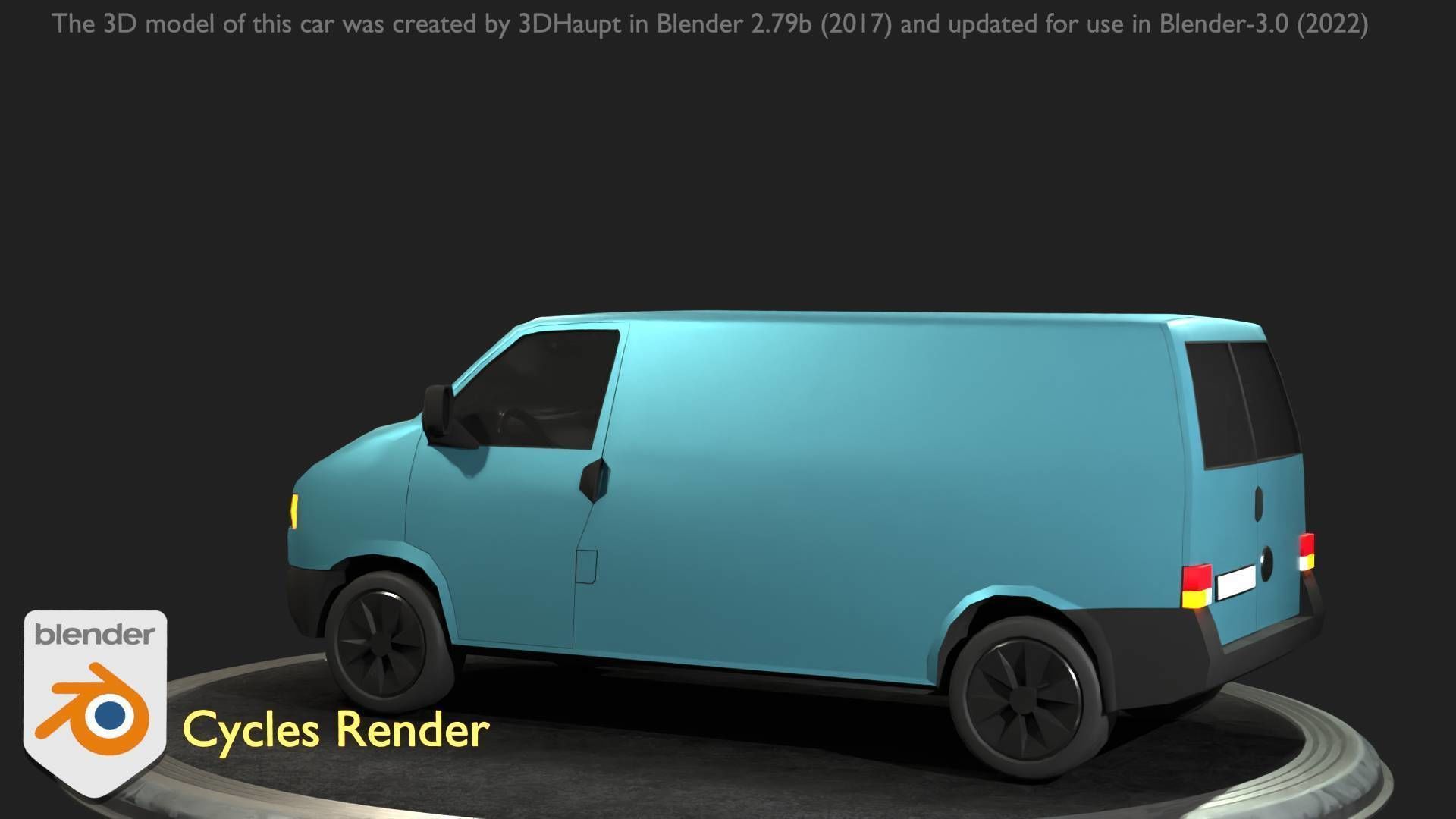 City Car 55 Commercial Transporter Type-C Blue  Low-poly 3D model_79