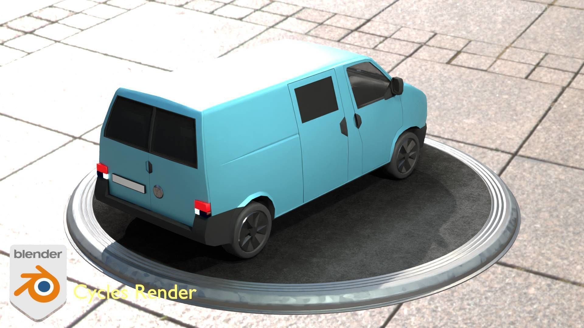 City Car 55 Commercial Transporter Type-C Blue  Low-poly 3D model_51