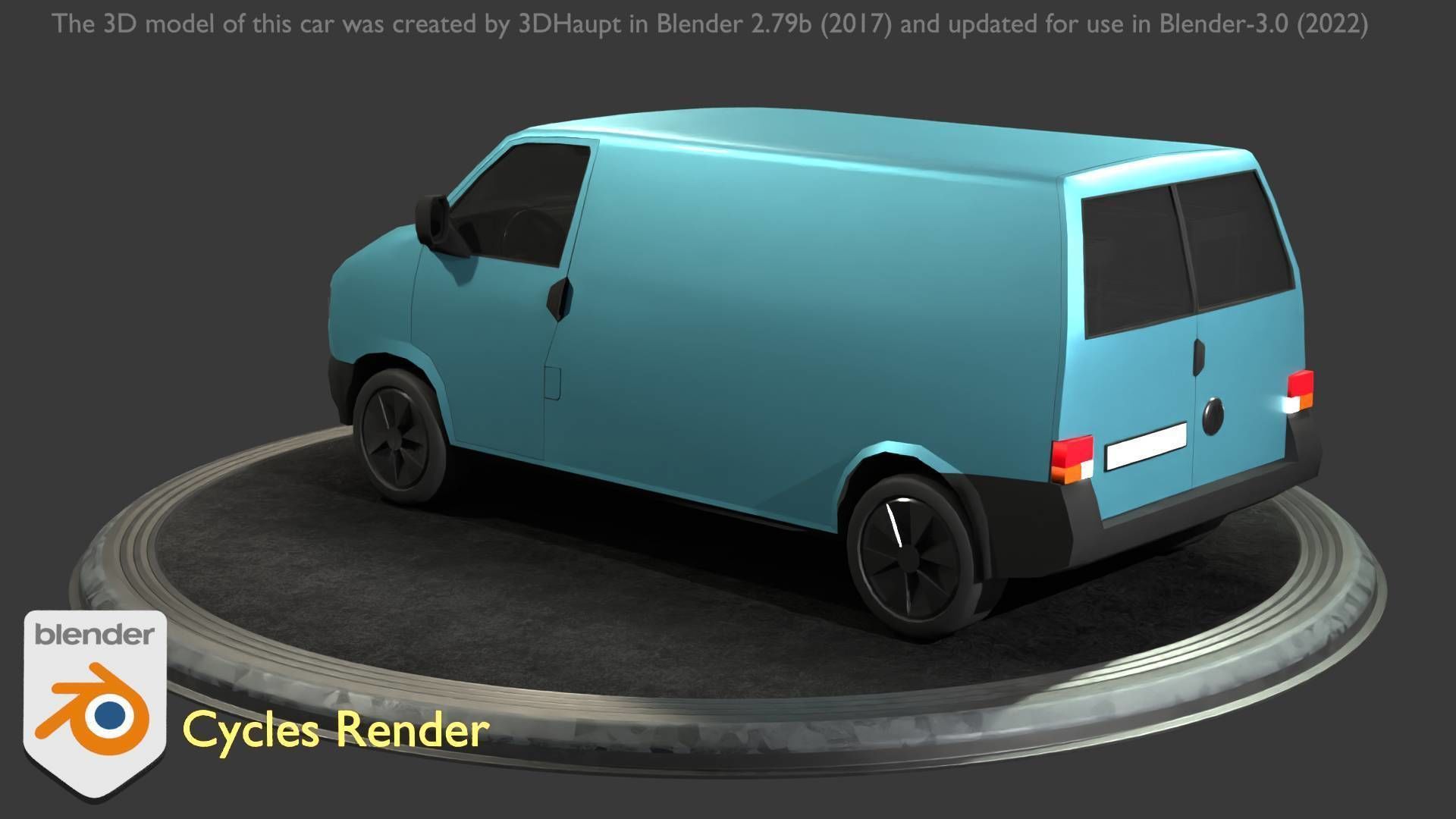 City Car 55 Commercial Transporter Type-C Blue  Low-poly 3D model_43