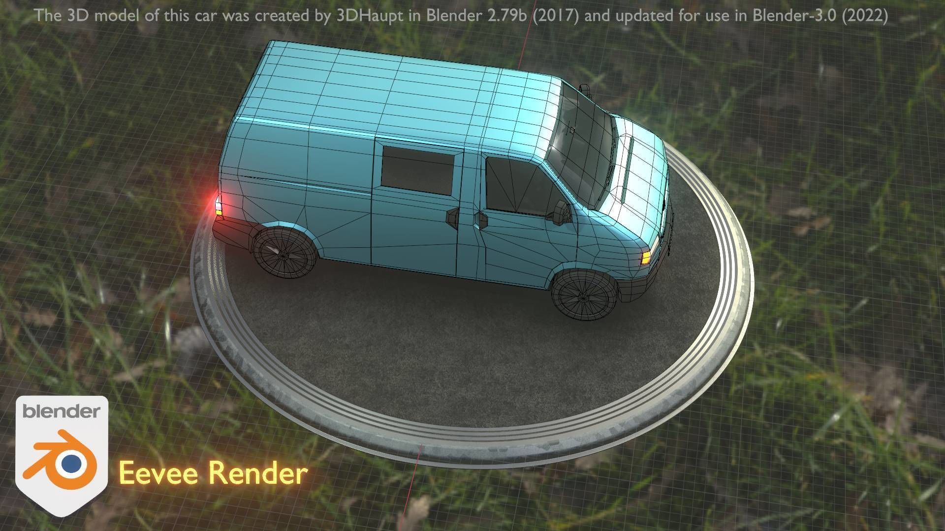 City Car 55 Commercial Transporter Type-C Blue  Low-poly 3D model_69