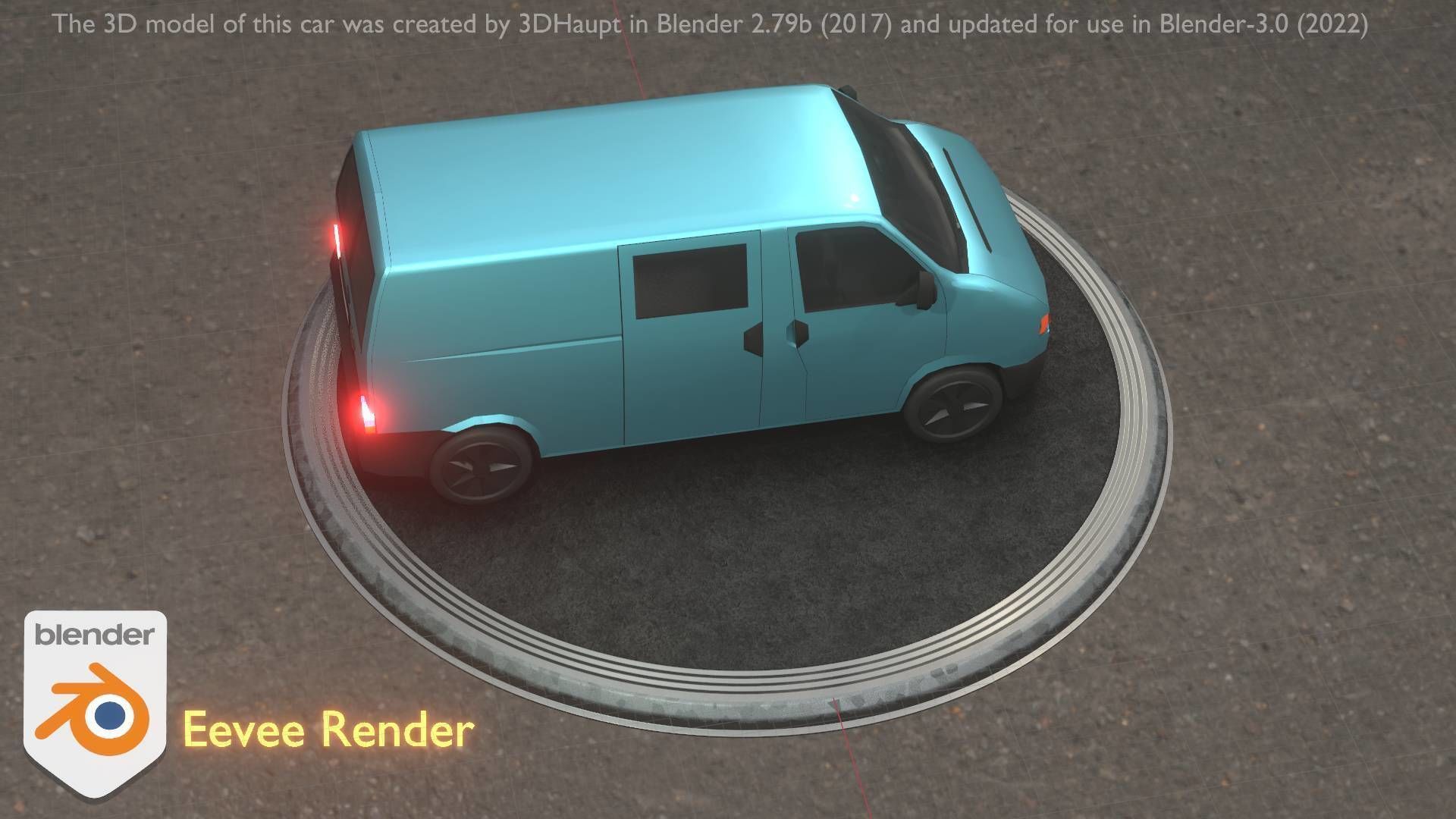 City Car 55 Commercial Transporter Type-C Blue  Low-poly 3D model_22