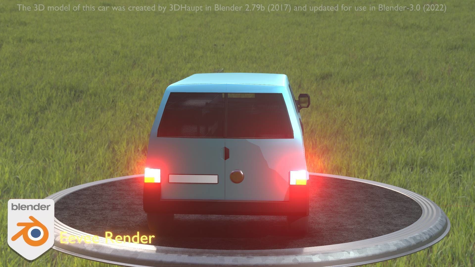 City Car 55 Commercial Transporter Type-C Blue  Low-poly 3D model_77