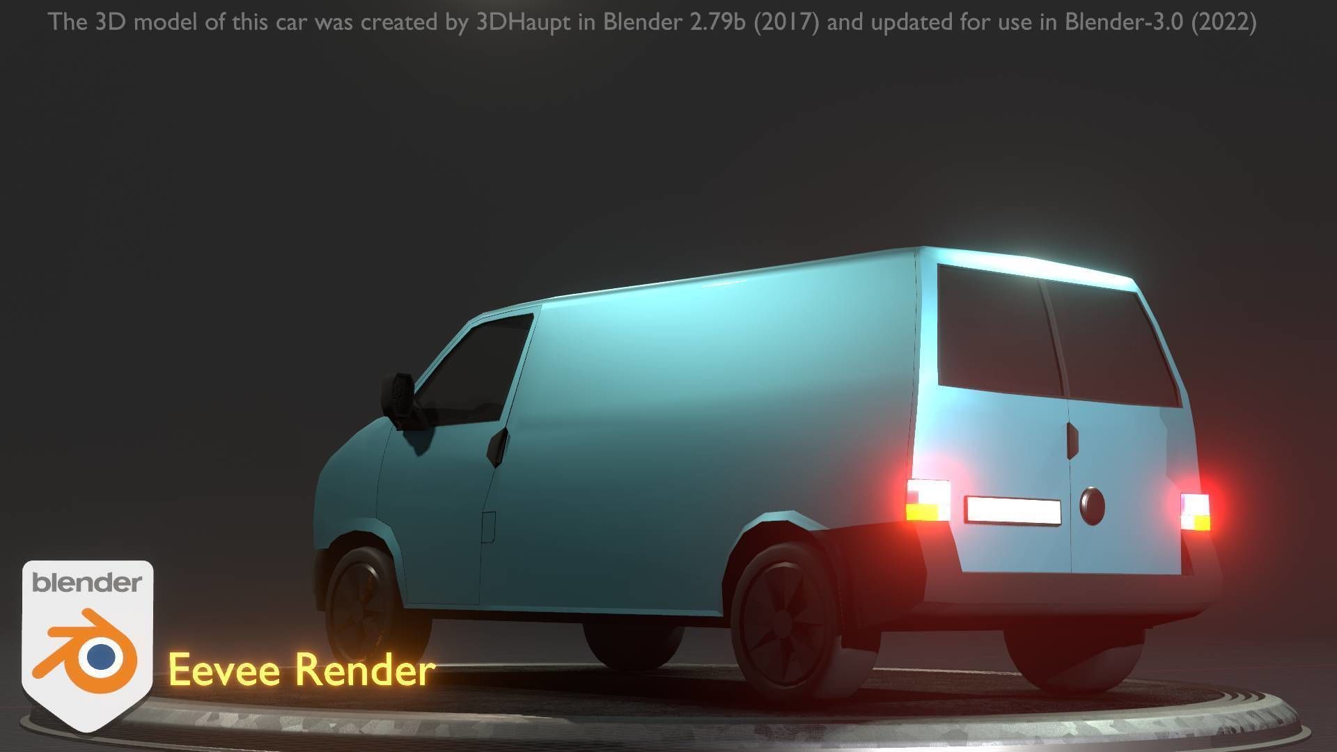 City Car 55 Commercial Transporter Type-C Blue  Low-poly 3D model_78