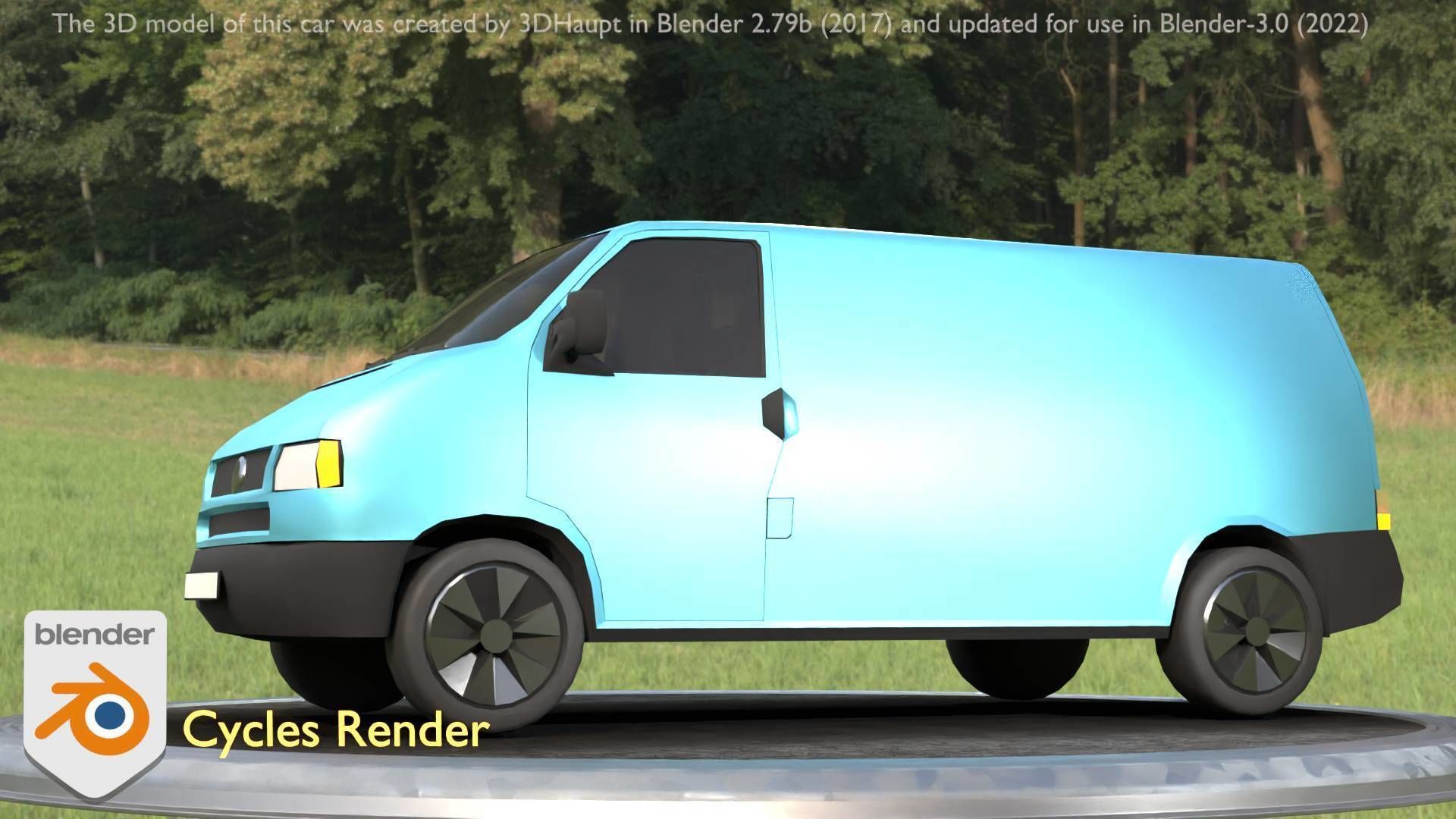 City Car 55 Commercial Transporter Type-C Blue  Low-poly 3D model_95