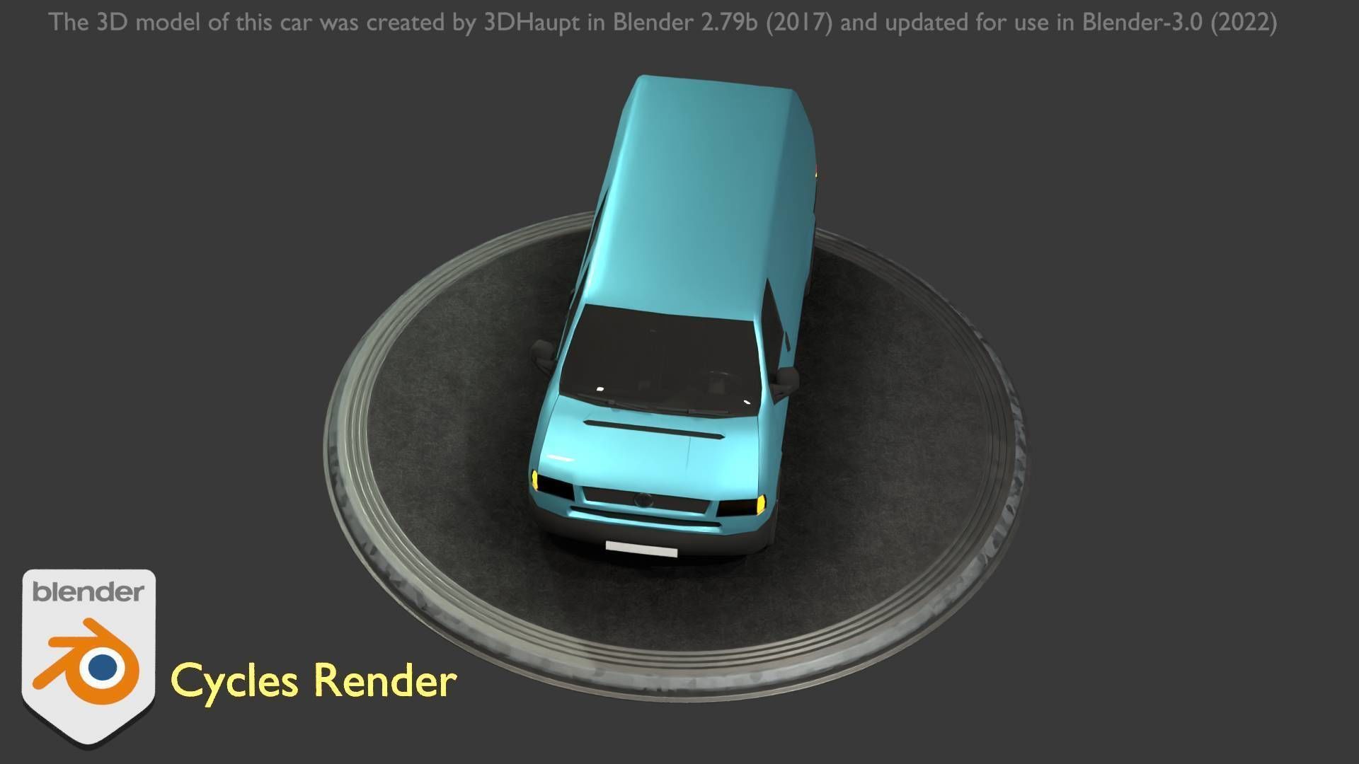 City Car 55 Commercial Transporter Type-C Blue  Low-poly 3D model_28