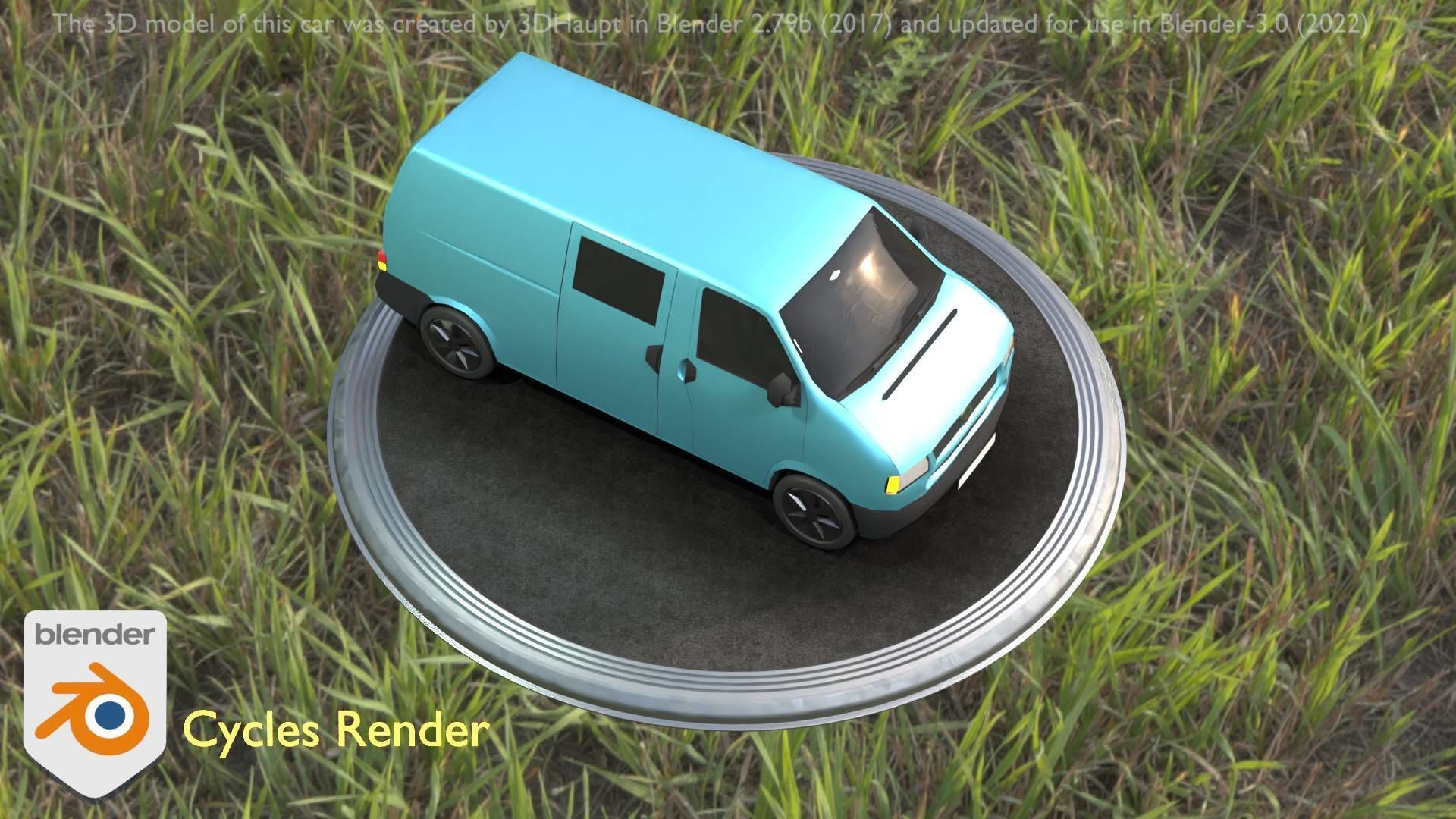 City Car 55 Commercial Transporter Type-C Blue  Low-poly 3D model_65