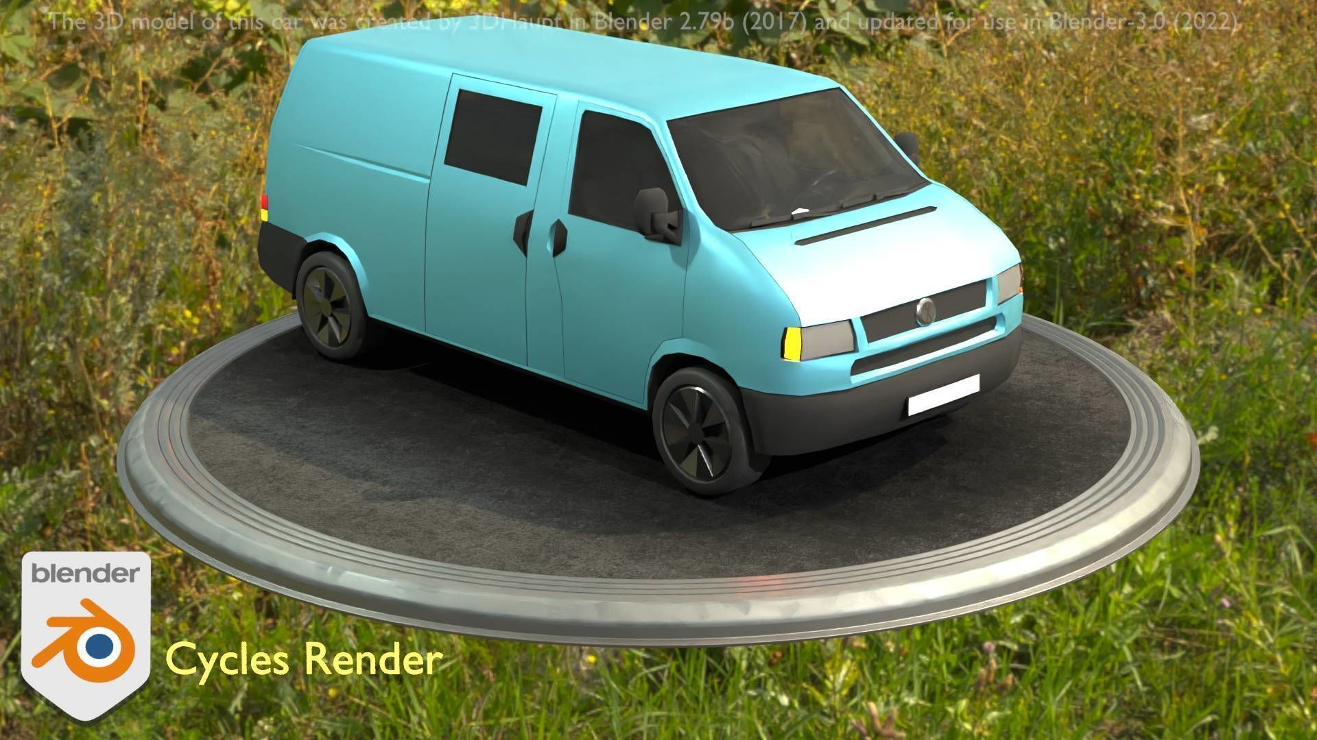 City Car 55 Commercial Transporter Type-C Blue  Low-poly 3D model_39