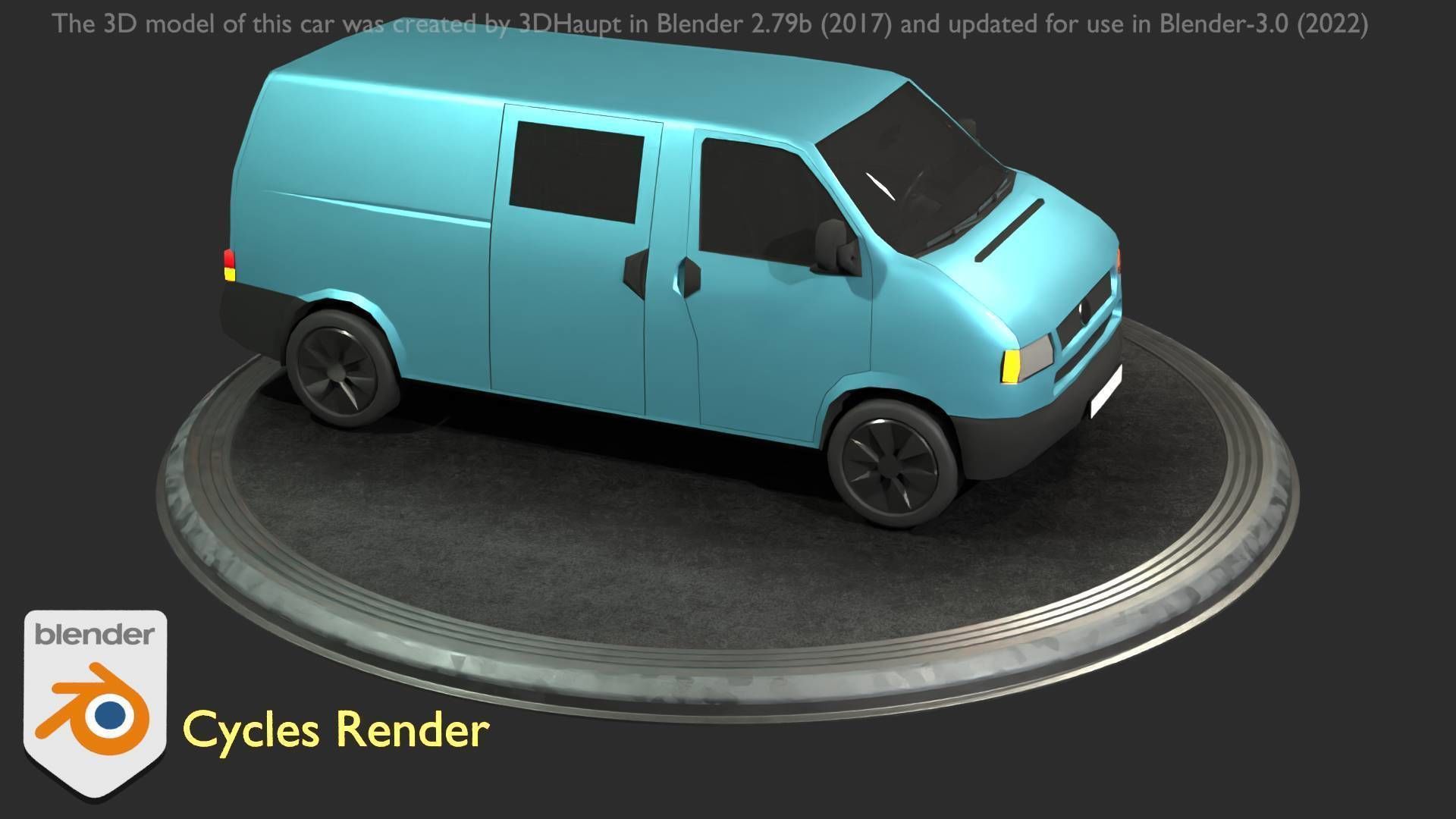 City Car 55 Commercial Transporter Type-C Blue  Low-poly 3D model_82