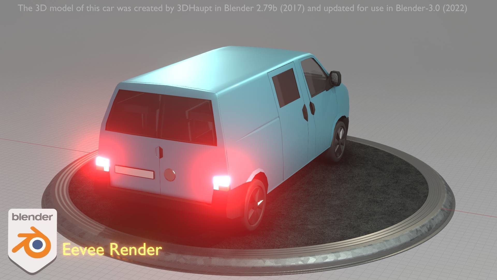 City Car 55 Commercial Transporter Type-C Blue  Low-poly 3D model_45
