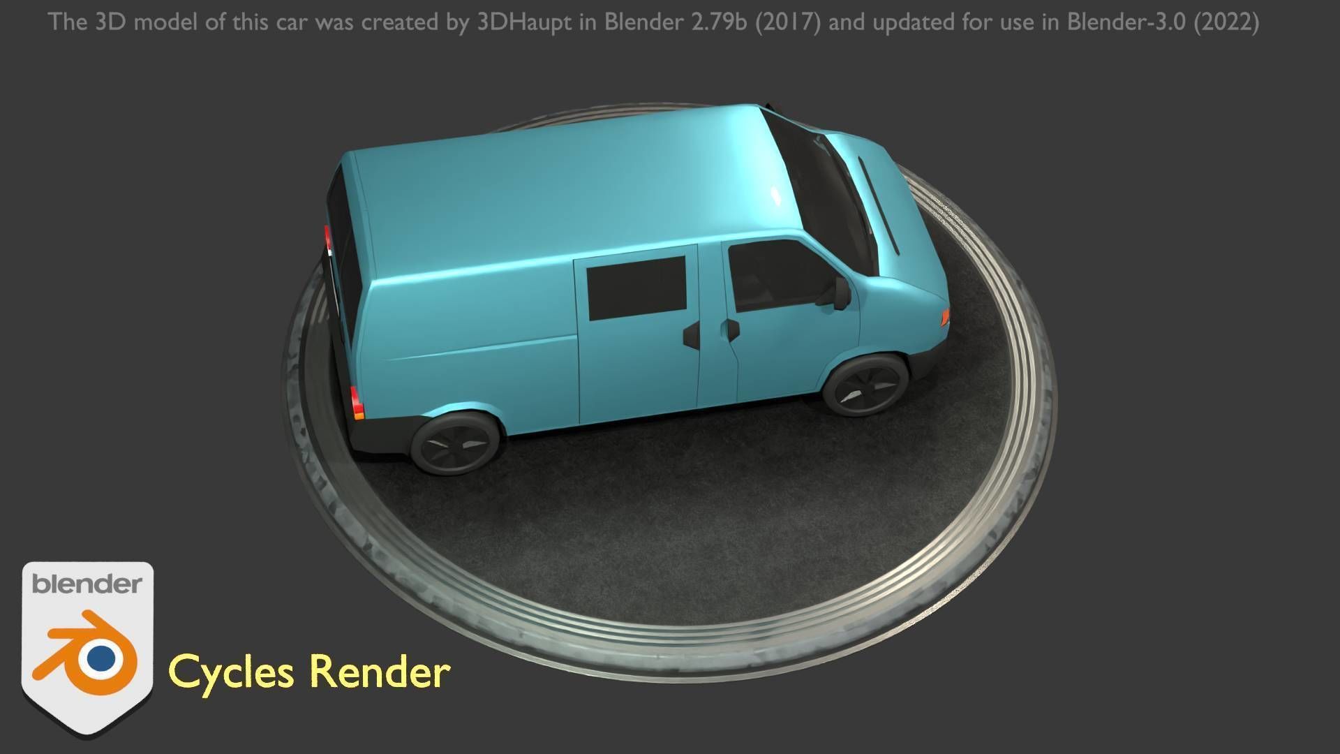 City Car 55 Commercial Transporter Type-C Blue  Low-poly 3D model_76