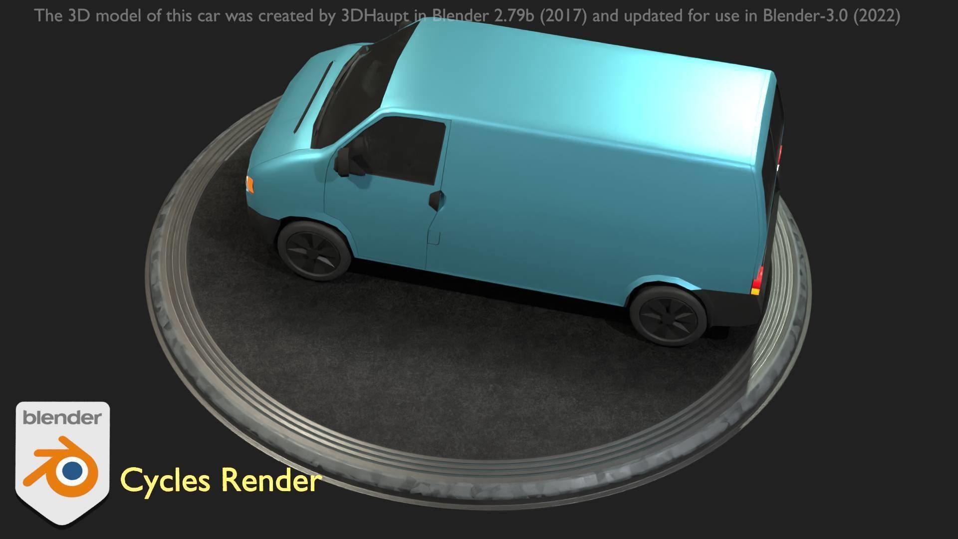 City Car 55 Commercial Transporter Type-C Blue  Low-poly 3D model_17